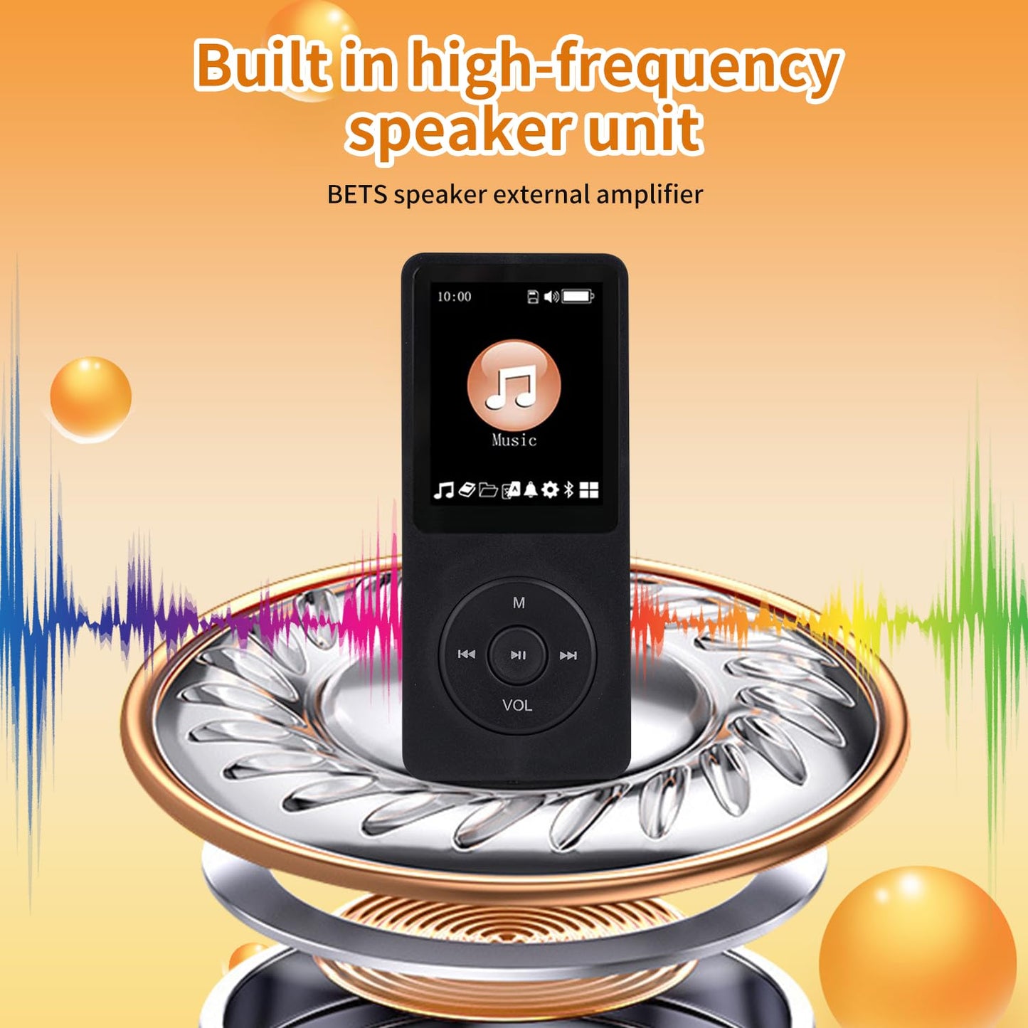 128GB MP3 Player with Bluetooth - Portable Music Player for Kids - with Built-in HD Speaker, Voice Recorder, HiFi Sound, E-Book (Included Earphones)