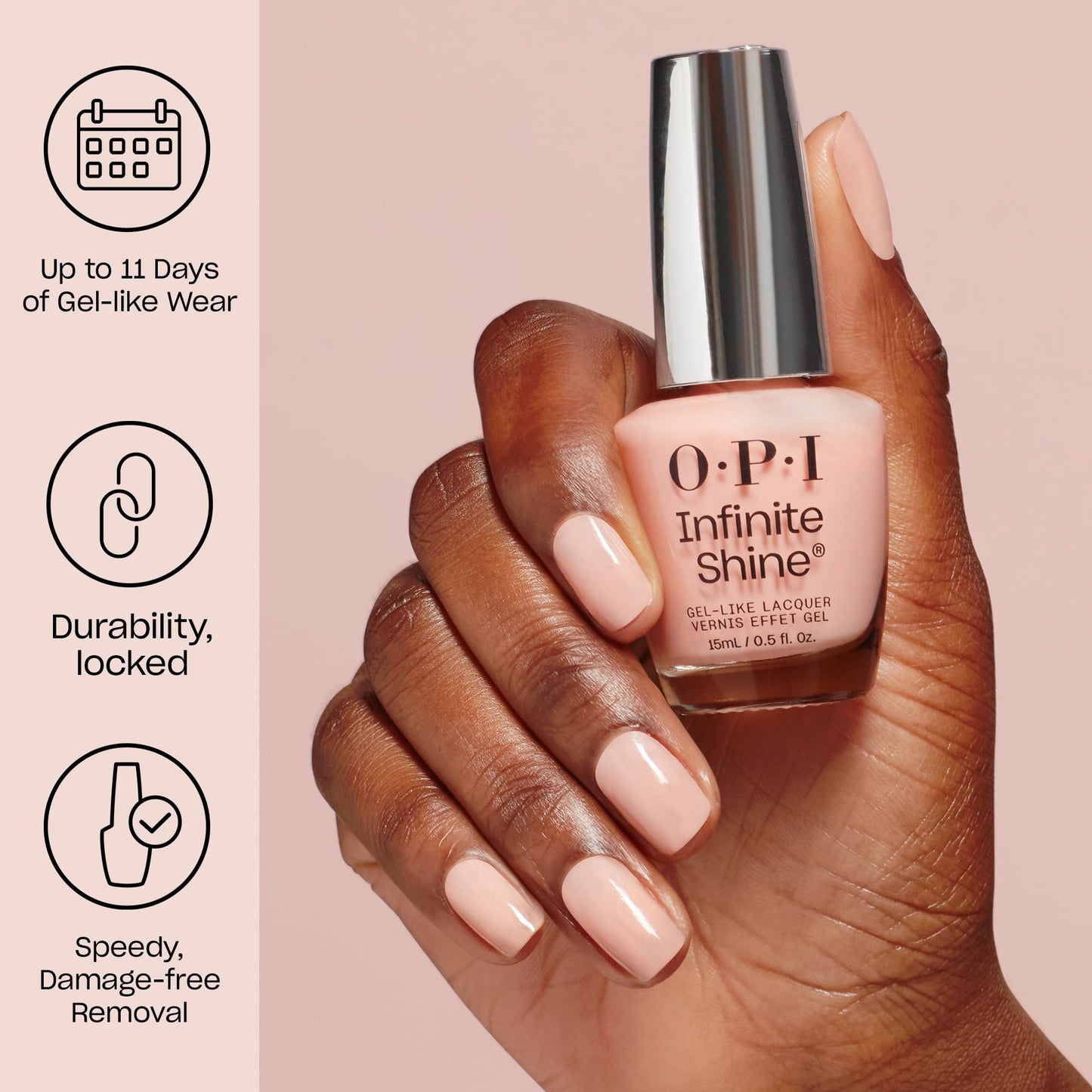 OPI Infinite Shine Sneak a Pink | Sheer Pastel Pink Shimmer Long Wear Gel Like Nail Polish | OPI'm Dreaming Collection
