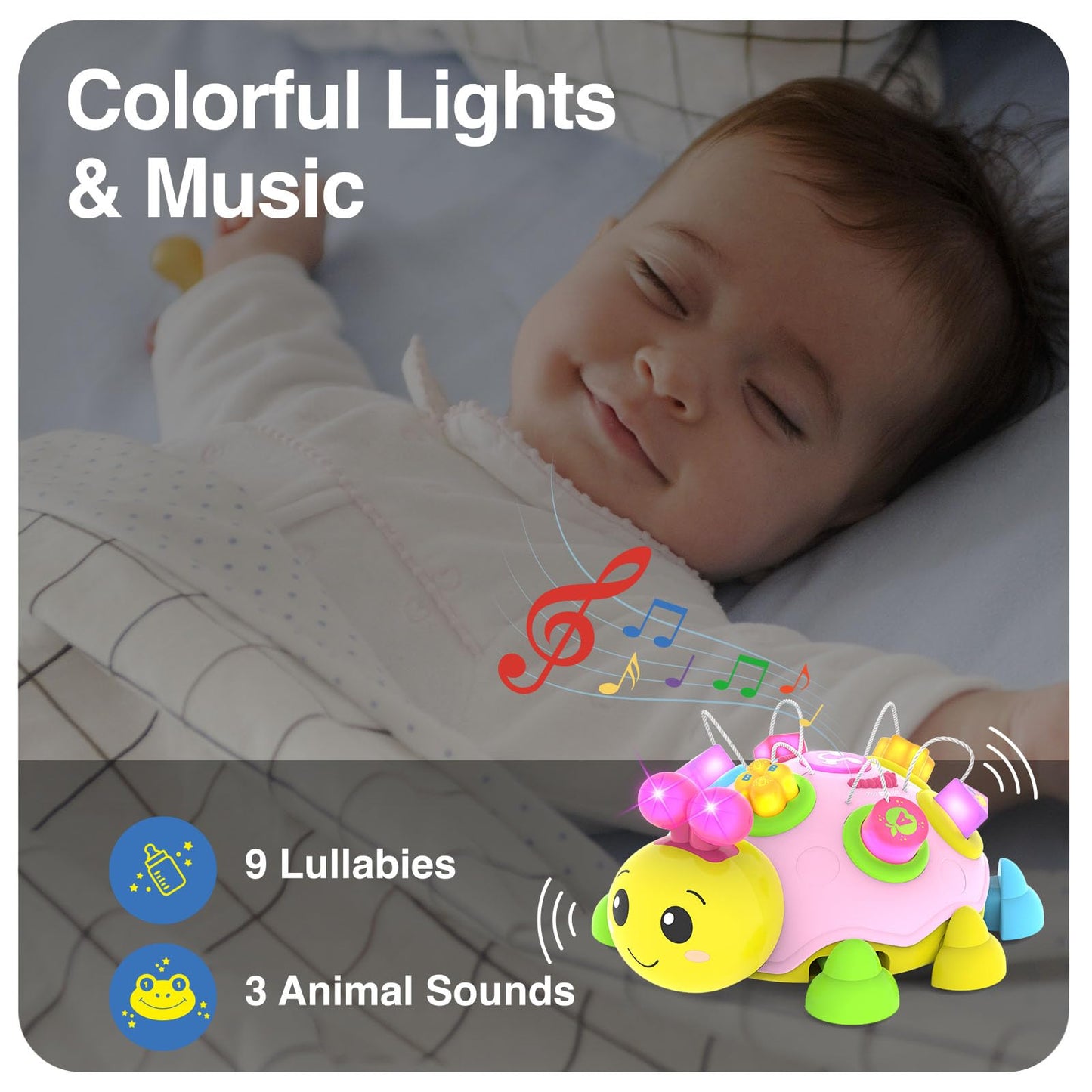 Holaxander Baby Musical Ladybug Crawling Toys,Baby Toy 6-12 Months with Light-up Music, Early Educational Learning Toy, Infant Gift Toys for 7 8 9 10 11 Months 1-2 Years Old Newborn Girls (Pink)