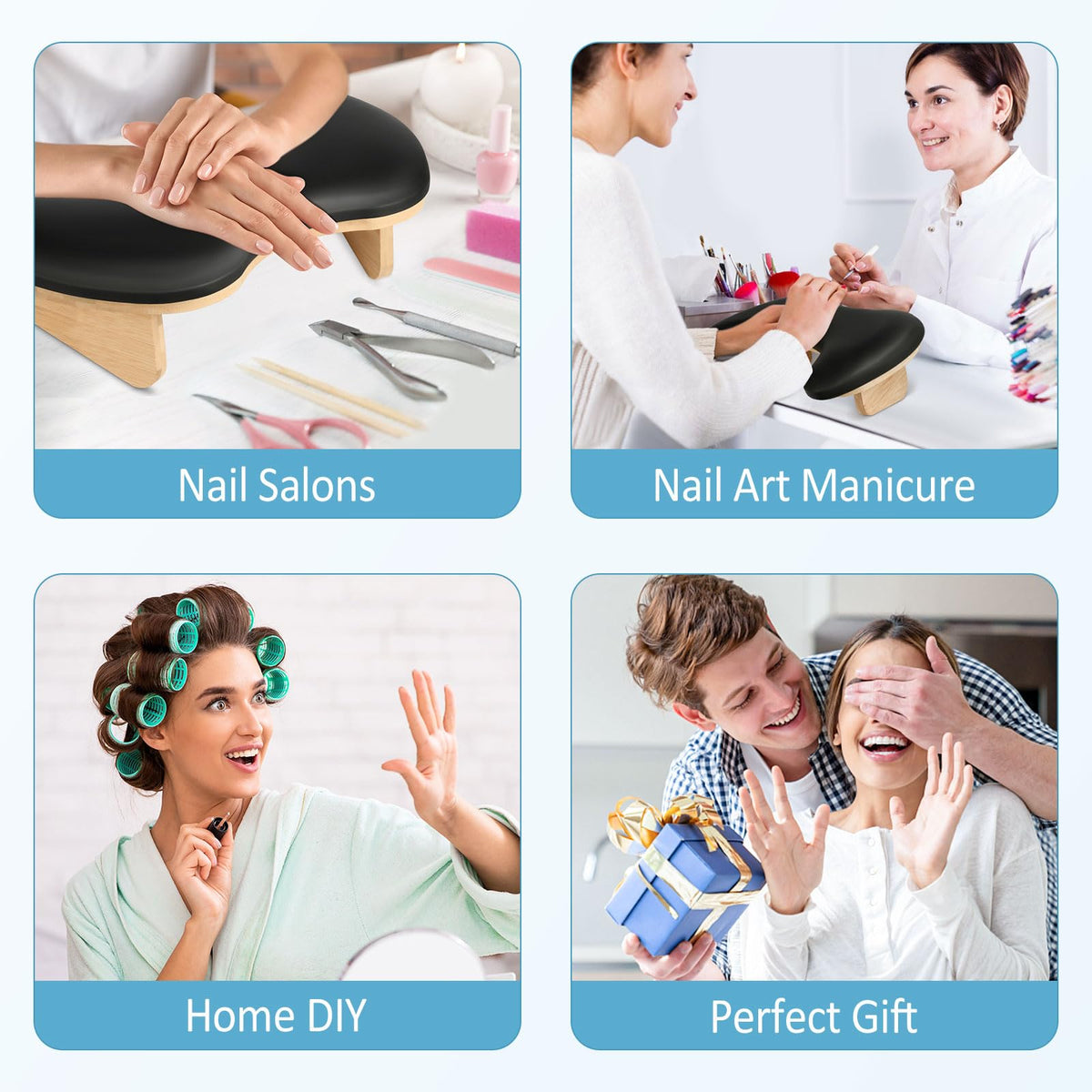 Hand Rest for Nails Tech, Mothers Day U Shaped Arm Rest for Nails Tech with Nail Table Mat, Nail Rest Stand, Nail Arm Rest Cushion, Manicure Hand Rest with Detachable Brackets, Nail Hand Rest, Black