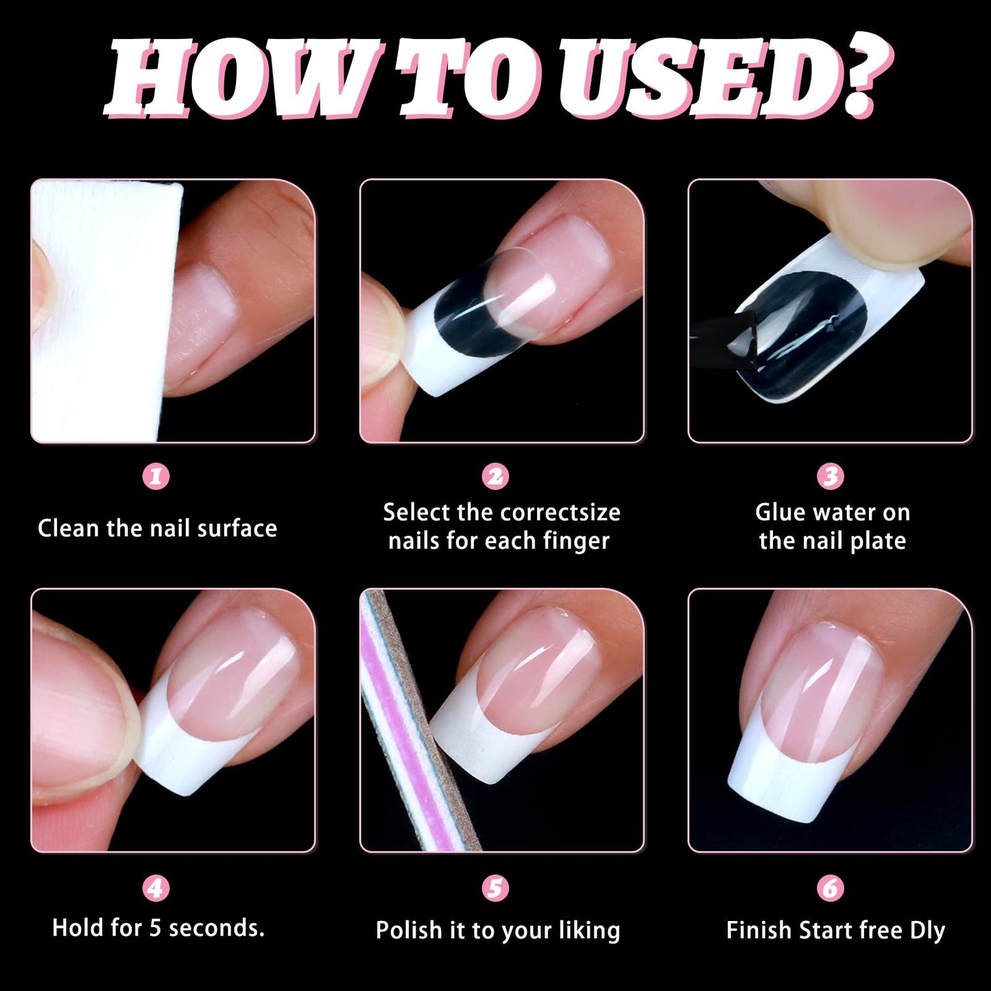 Bellelfin Pink French Tip Press on nails Short Almond Fake Nails, 120PCS Almond Nail Tips Short French Tip Nails, Clear Acrylic Press on Nail Full Cover False Nail