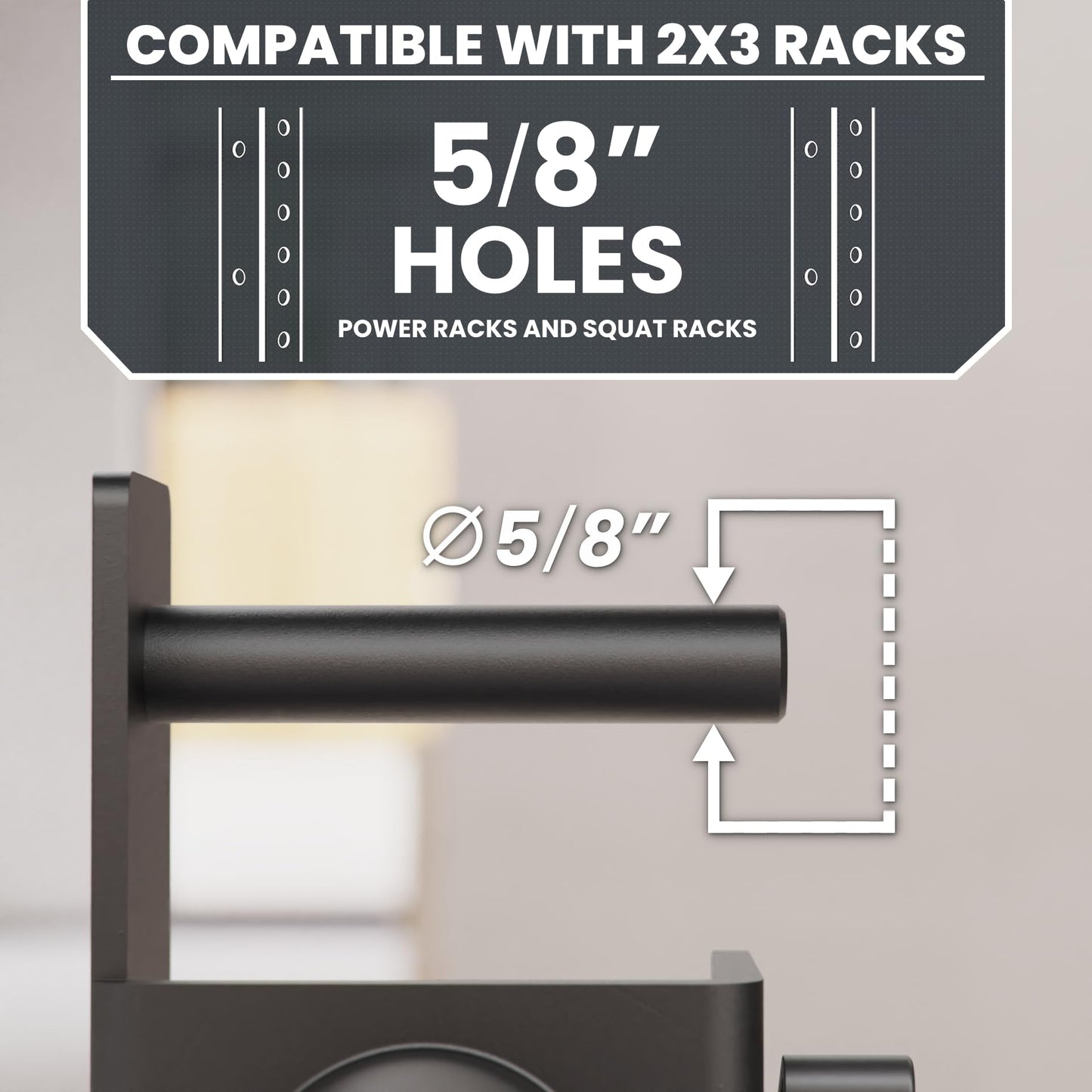 Synergee Weight Plate Storage Peg for 2x3 Power and Squat Racks. Fits 5/8" Holes. Rack-Mounted Olympic Plate Holder for Organized Weight Storage."