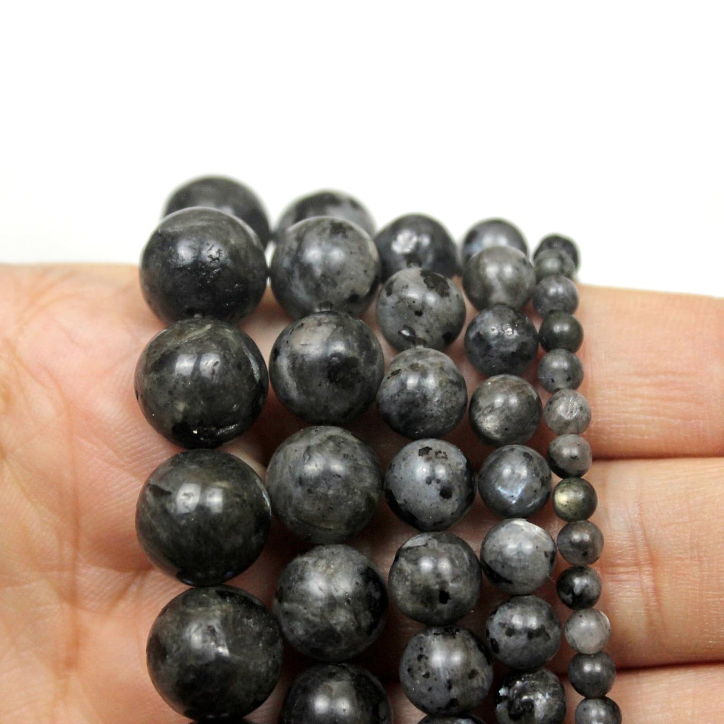 Cynbpm Natural Gemstone Black Loose Beads Charms Jewelry Making Supplies Beads for Bracelets Tourmaline Spacer Moonstone Necklace 15" 6mm
