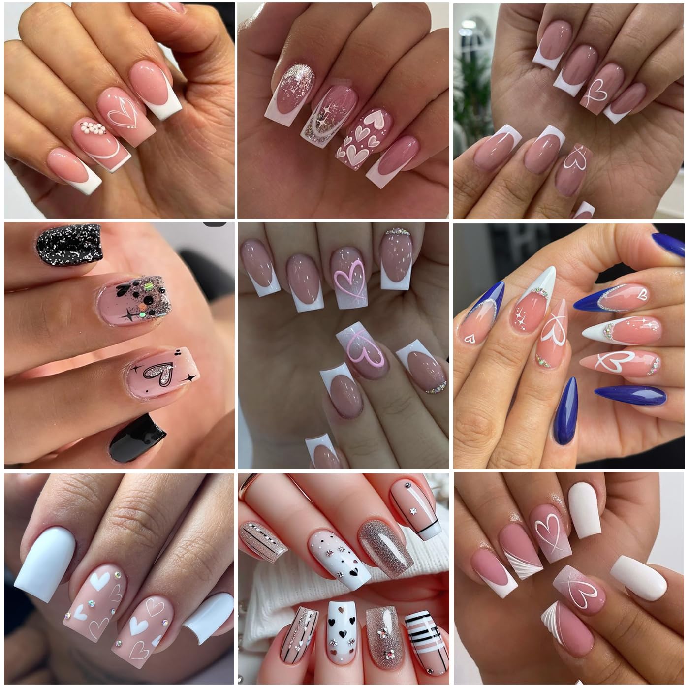 Valentine's Day Nail Art Sticker Set Nail Supplies Hearts Nail Decals 3D Self Adhesive Love Hollow Peach Heart Shaped Nail Design Valentine French Sticker for Women Valentine Holiday Nail Decoration