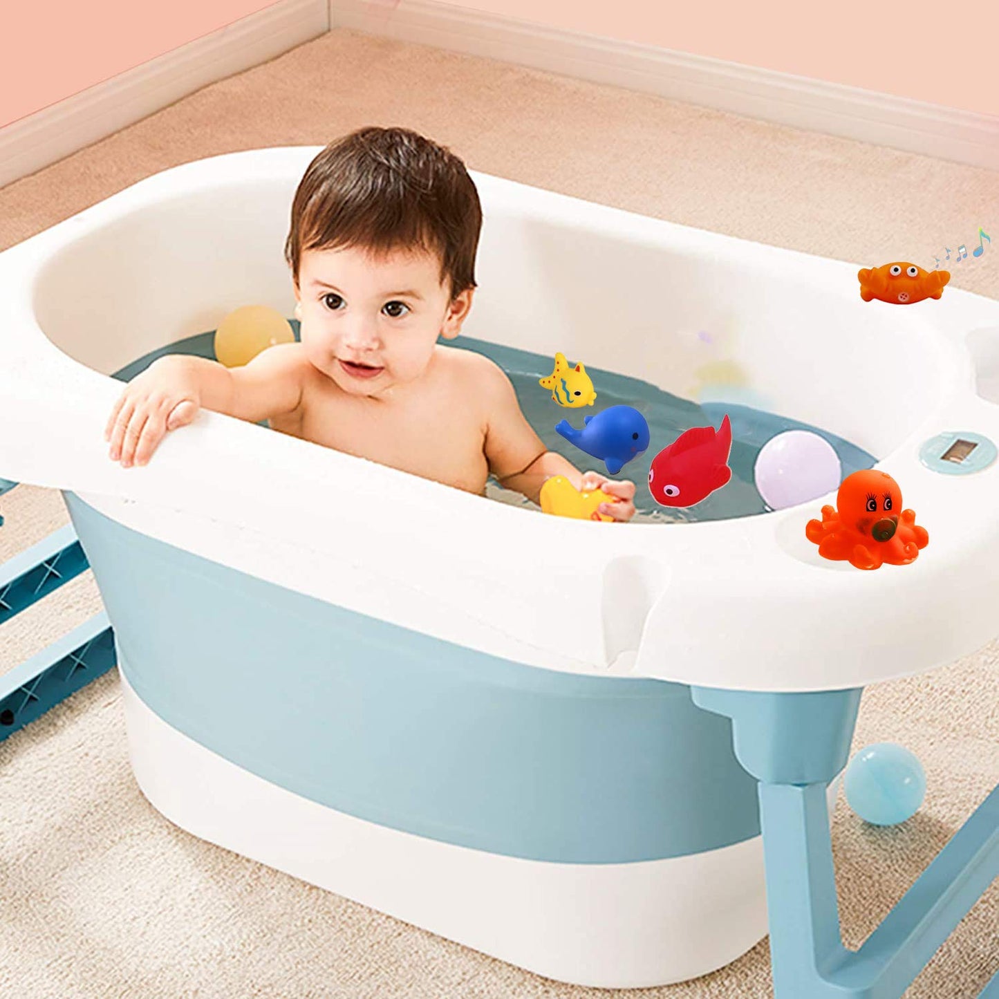 UMBWORLD Preschool Bath Toys Rubber Floating Baby Wash Shower Toy for Toddlers Kids Party Decoration15 Pcs (Sea Animal)