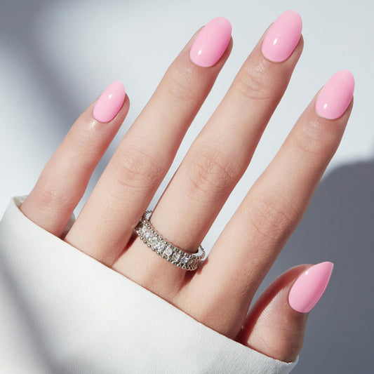 modelones Sakura Pink Short Press on Nails, Oval Fake Nails Kit Press Ons with Nail Glue, Adhesive Tabs, Nail File, Prep Pad, Manicure Stick, 32Pcs 16 Sizes, Spring Summer Women Girl Gift