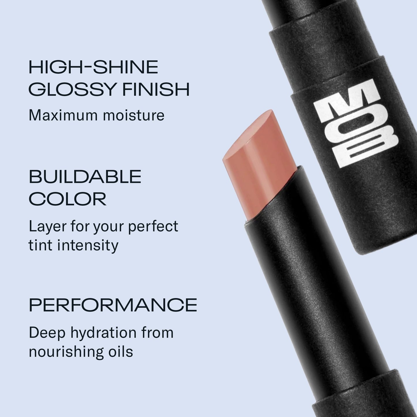 MOB Beauty Hydrating Shine Lip Balm, M139 Cool Nude Tinted Lip Balm Stick with Jojoba and Sunflower Oils, Moisturizing Glossy Finish, Vegan, Cruelty Free