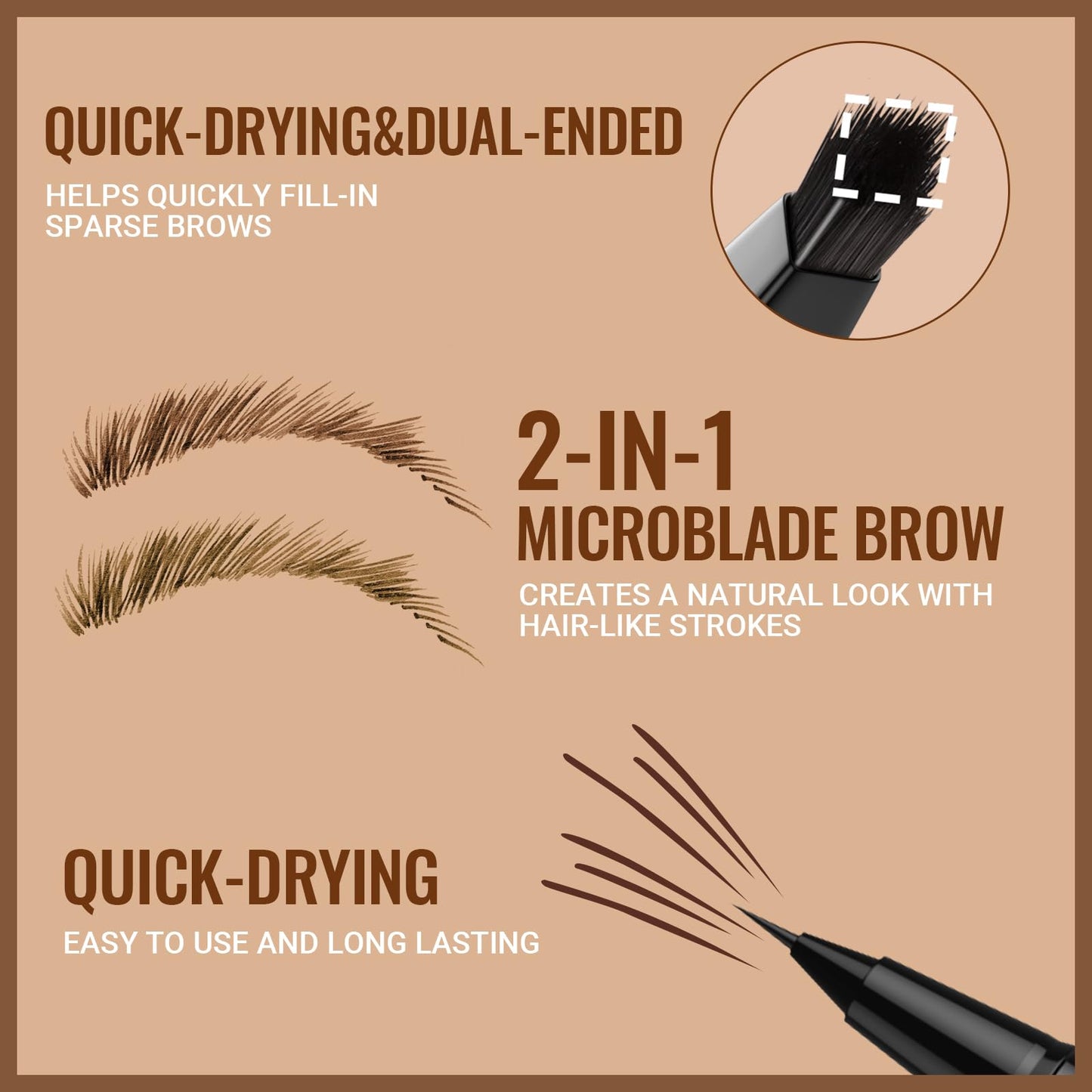 iMethod Eyebrow Pen - Eyebrow Pencil,2-in-1 Eyeliner Dual-Ended Brush-Tip Microblading 4d Eyebrow Pencils for women,Long Lasting Waterproof Hair-Like Brow Pencil,with Eyebrow Brush,Brown