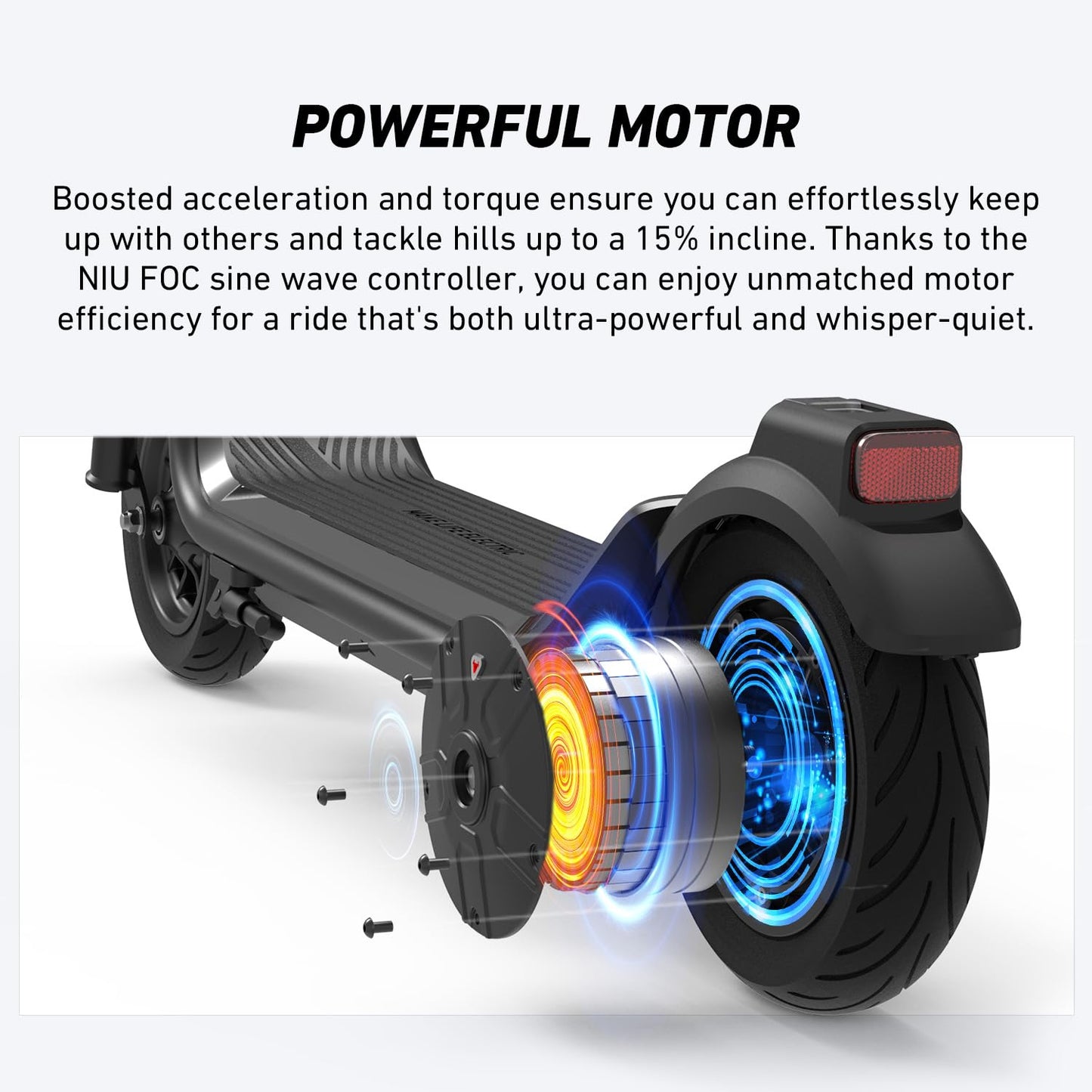 NIU Electric Scooter Adults - 100F E Scooter w/Suspension, Add. Foldable Handlebar and Turn Signals, 600W Peak Power, 18 Miles Max Range, 17.4 MPH, Lightweight Escooter for Commute
