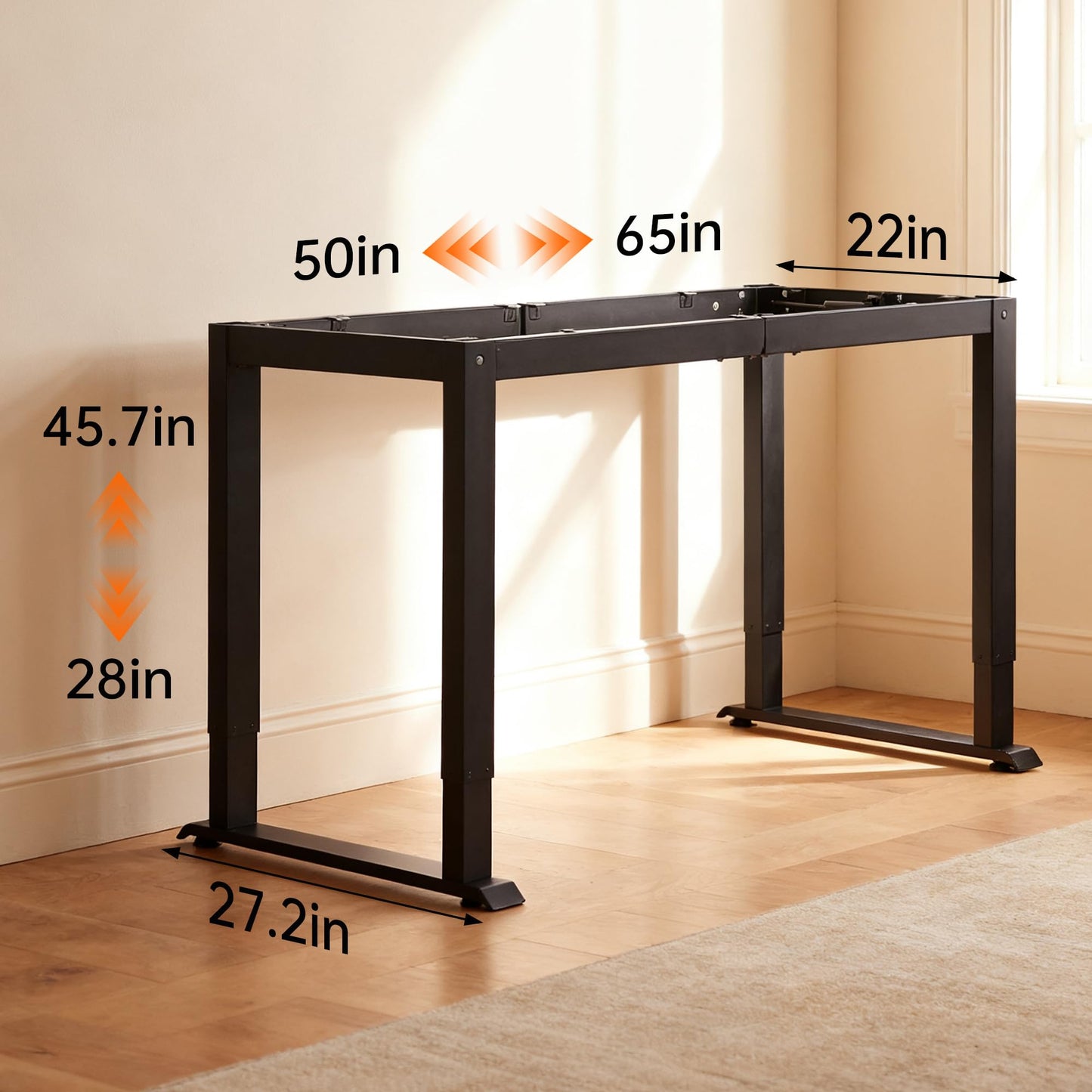 Fromann Electric Standing Desk Frame, 4-Leg Dual Motor Adjustable Standing Desk Legs for Max 70'' x 29.5'' Desktop,Heavy Duty 220lb Load Capacity for Home Office, Frame Only