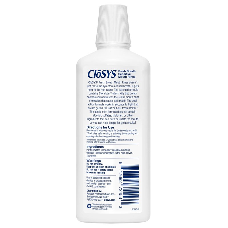 CloSYS Mouthwash, 32 Ounce, Fresh Breath Mouthwash, Gentle Mint, Alcohol Free, Dye Free, pH Balanced Mouth Wash, Helps Soothe Entire Mouth, Fights Bad Breath