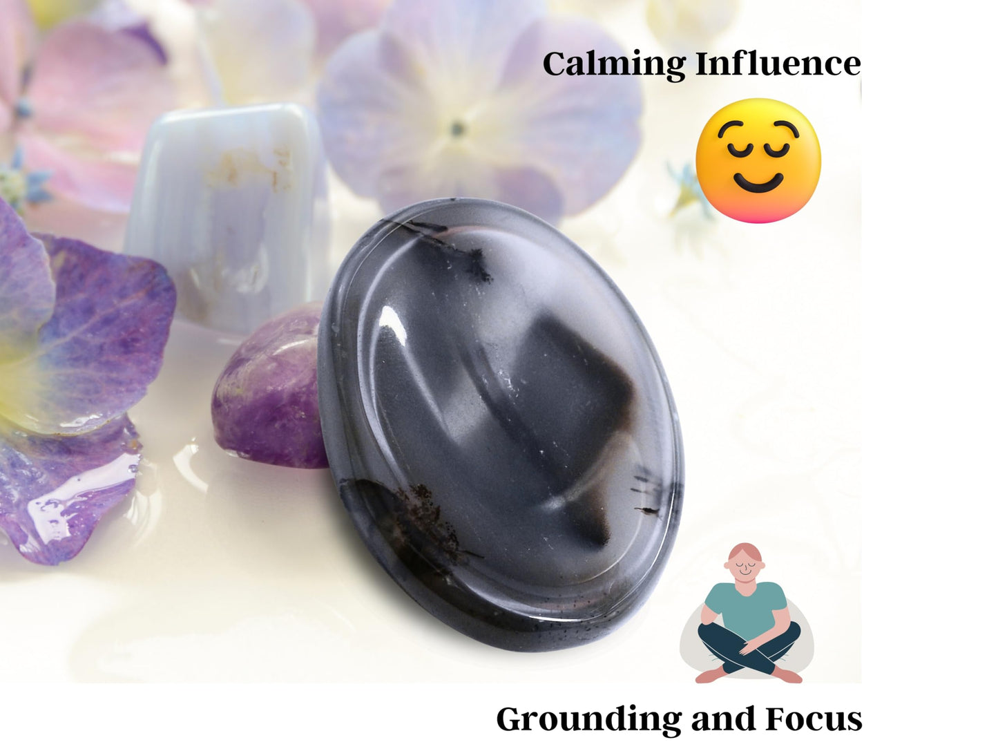Amazing Gemstone Dendrite Agate Worry Stone Crystals and Healing Stones - Worry Stones for Stress Relief Gifts - Piedra Crystal Fidget for Meditation - Unique Stocking Stuffers and Birthday Gifts