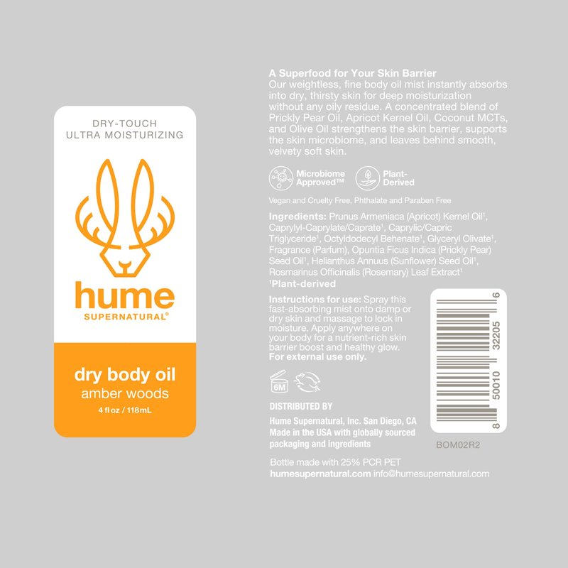 HUME SUPERNATURAL Dry Body Oil Spray - Moisturizing Oil for Dry Skin, After Shower Body Oils for Women and Men, Dry Oil Body Spray, Nourishing, Hydration, Glow