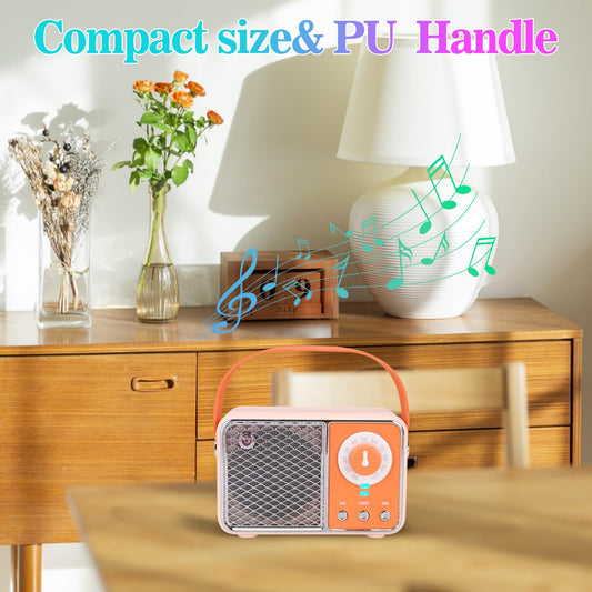 Dosmix Retro Bluetooth Speaker, Vintage Decor, Wireless Bluetooth Speakers, Cute Old Fashion Style for Kitchen Desk Bedroom Office Party Outdoor Kawaii Accessories (Orange)