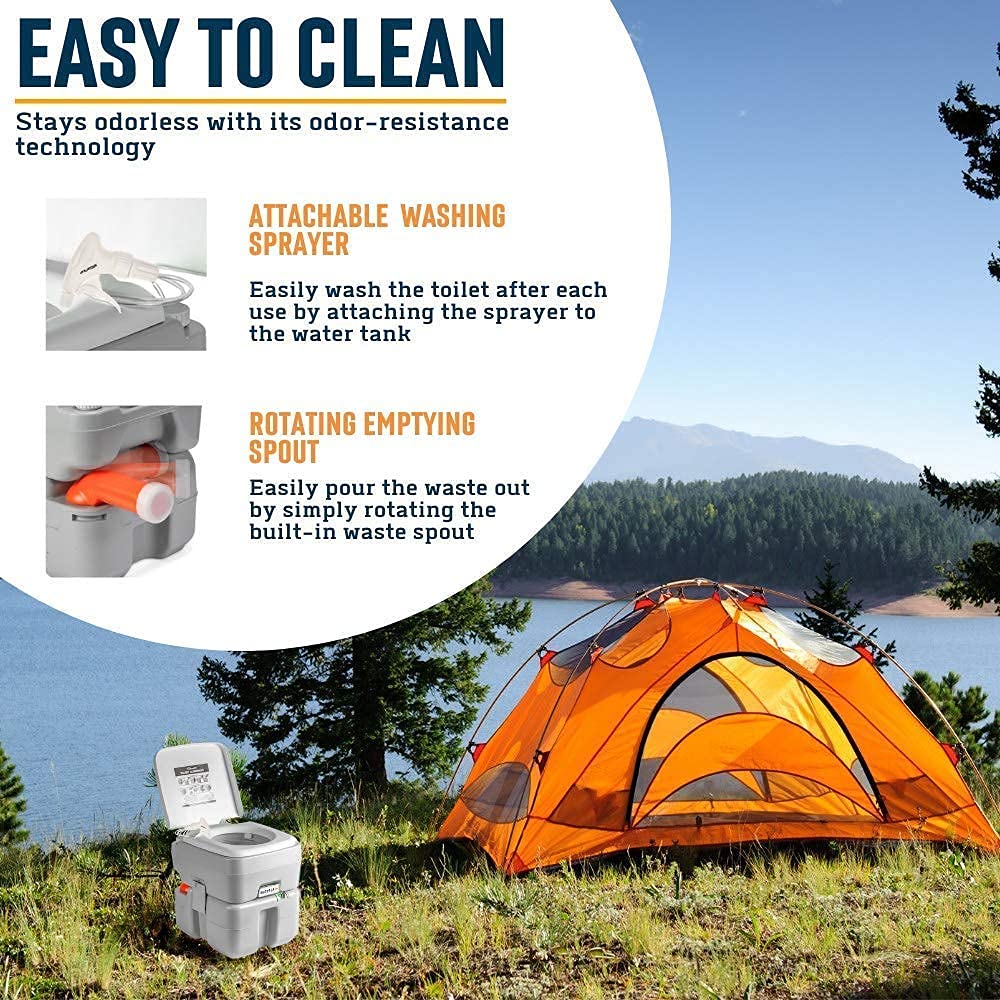 Alpcour Portable Toilet w/ Pop Up Tent - Compact Indoor & Outdoor Commode, Travel Bag for Camping, RV, Boat & More - Privacy Tent for Portable Toilet, Shower and Changing Room