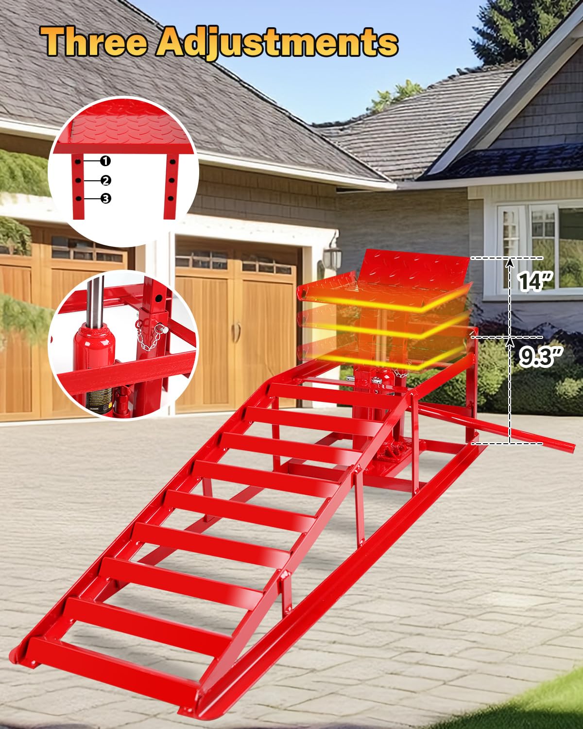 Hydraulic Car Ramps 5T Capacity - Adjustable 9.3-14 Inch Height