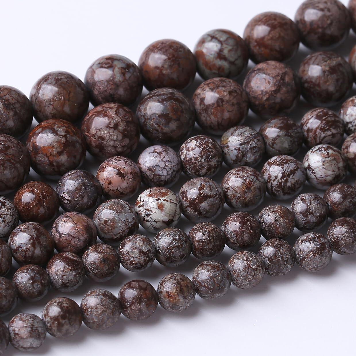 36PCS 10MM Brown Snowflake Stone Beads Energy Healing Beads for DIY Jewelry Bracelet Necklace Making for Jewelry Making 15Inch
