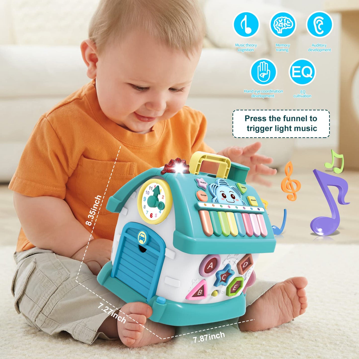 Ming You Toys for 1 Year Old Boys Gifts, 8 in 1 Functional Musical House Educational Baby Toys 12-18 Months Montessori Toy for One Year Old Boy Birthday Gifts