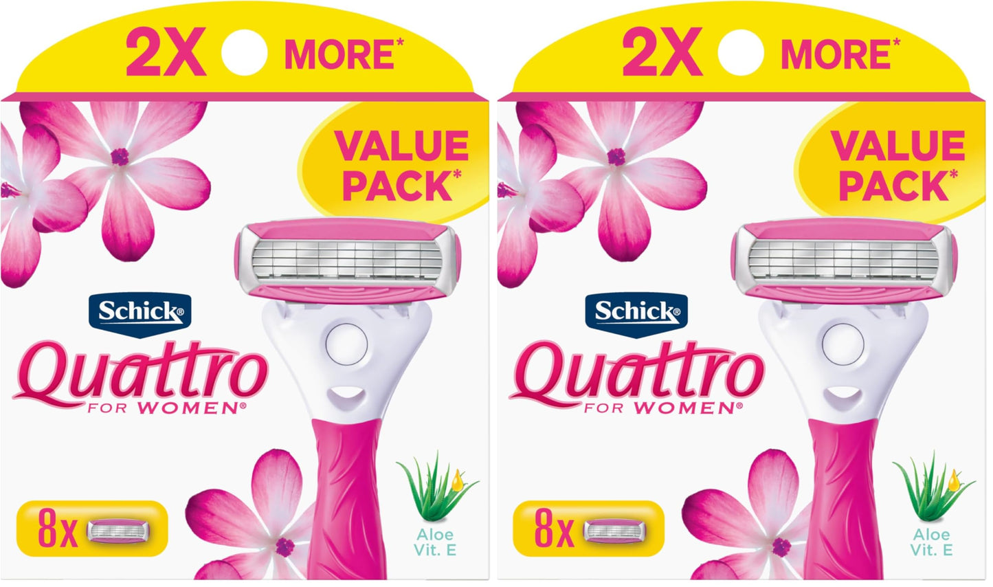 Schick Quattro Womens Razor for Shaving Refllls,Razors for Women Value Pack,Ladies Razors-for Legs -,(Pack of 16)