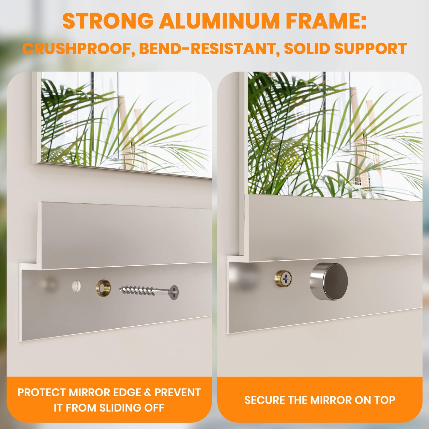 ROOMTEC Home Gym Mirror 48"x32" Frameless Wall Mounted Fitness Mirror, Large Tempered Glass Full Length for Yoga, Dance Studio, Workout Room