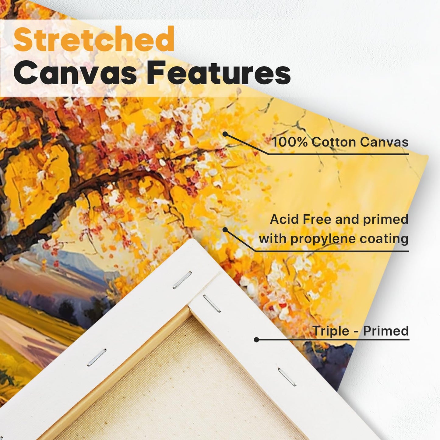 CONDA Large Canvas for Painting 36x48 Inch 2-Pack, Big Stretched Canvas 100% Cotton, Primed Acid-Free, Artist Canvas for Acrylics Oils Pouring Painting