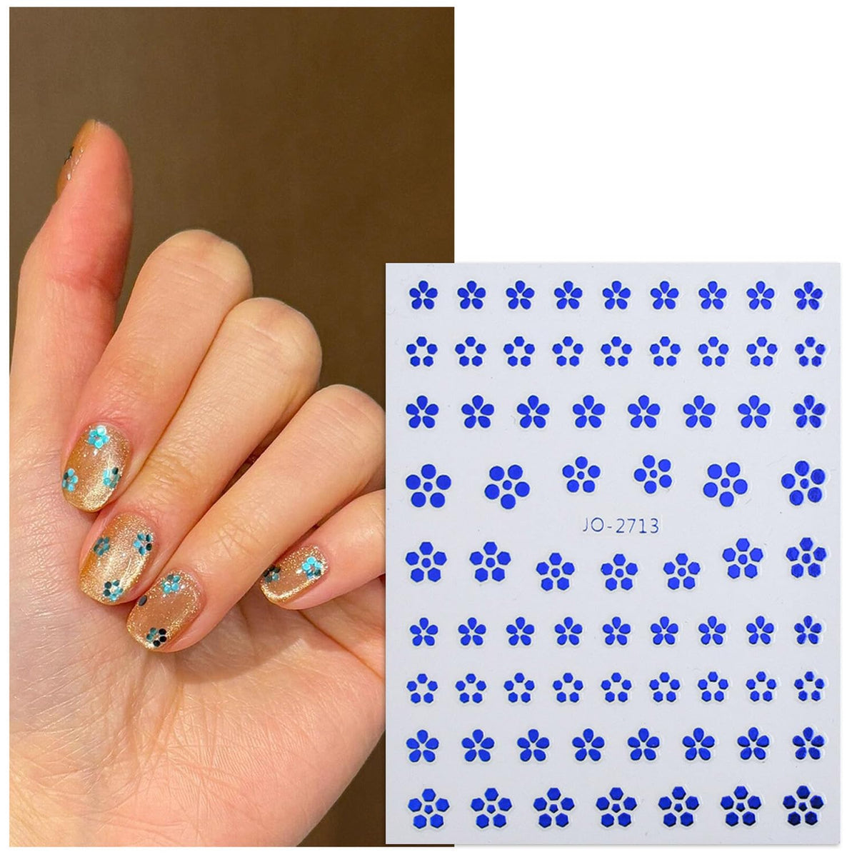 6sheets Flower Nail Art Stickers,3D Sequins Decals, Small Flower Nail Art Supplies Gold for Nails Self Adhesive Decal, Floral Spring Nail Sticker for Woman Summer Manicure Decoration Accessories