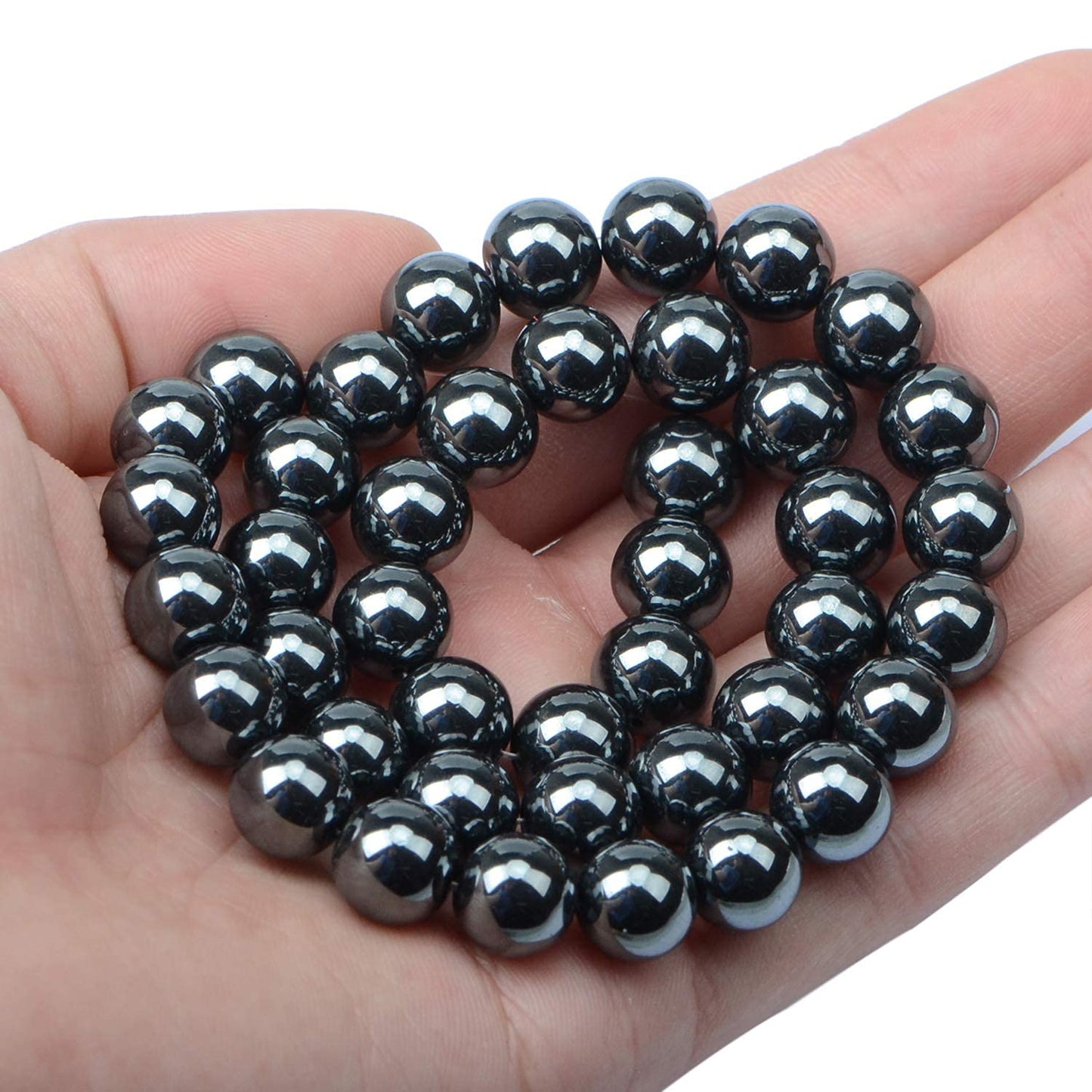 AD Beads Natural Gemstone Round Loose Beads 15" for Bracelet Necklace Earrings Jwelery Making Crafts DIY (10mm, Black Hematite)