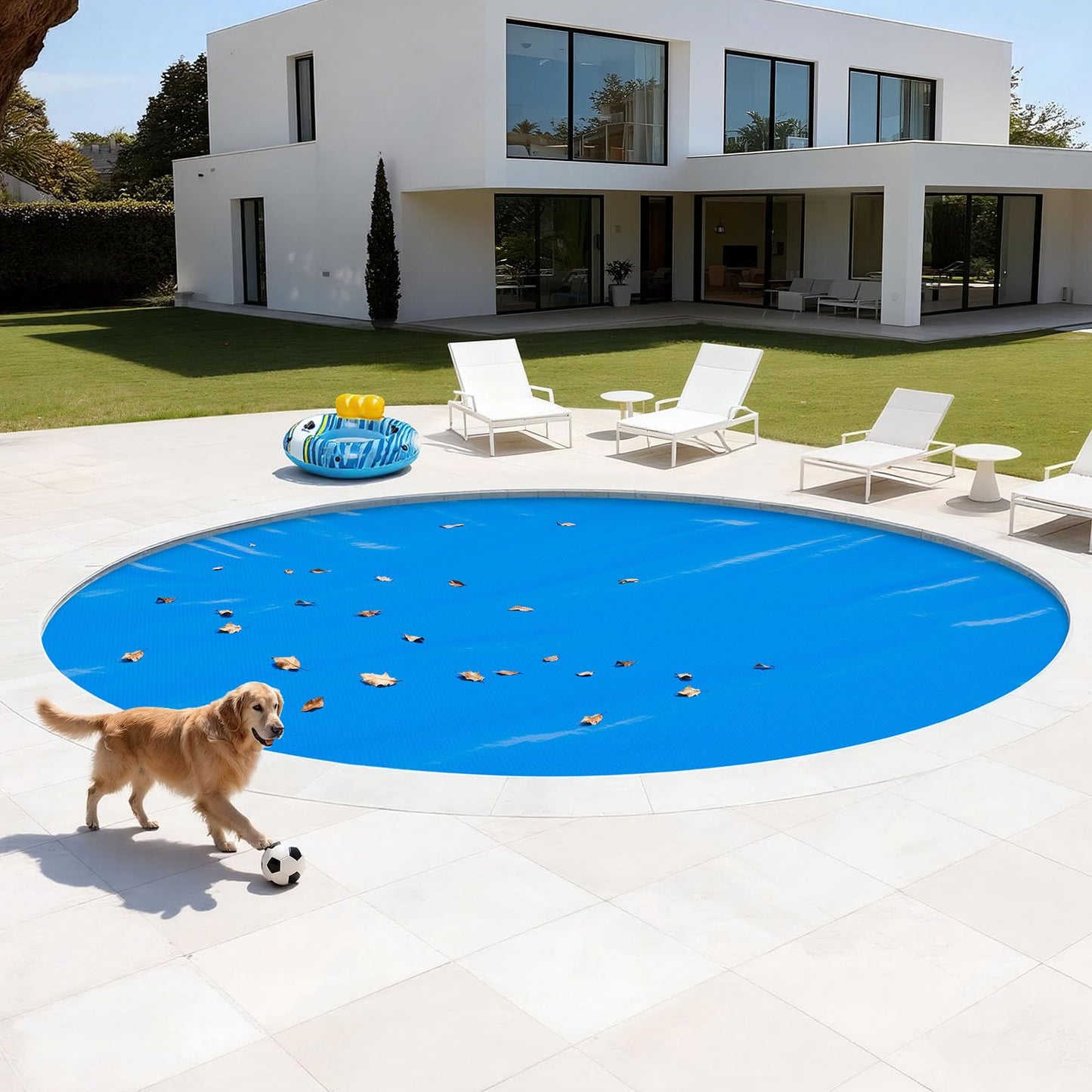 VEVOR Solar Pool Cover, 24 ft Round Pool Bubble Cover, 8 Mil Pools Solar Blanket with Bubble & PE Material, Daytime Heat Absorption, Nighttime Heat Retention, Heat Retaining Solars Covers, Blue