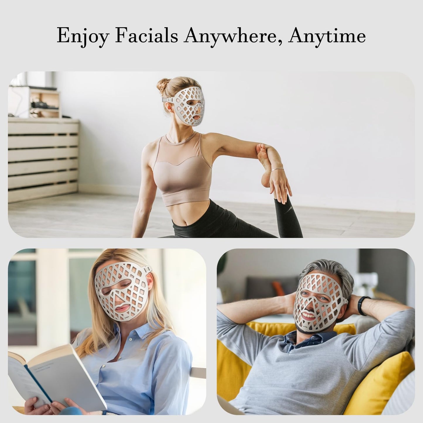 Led Face Mask Light Therapy, Lightweight Light Therapy Mask for Travel, Breathable, Comfortable Red Light Mask, Rechargeable & Multi-Wavelength Red Light Therapy Face for Home, Working, Travel