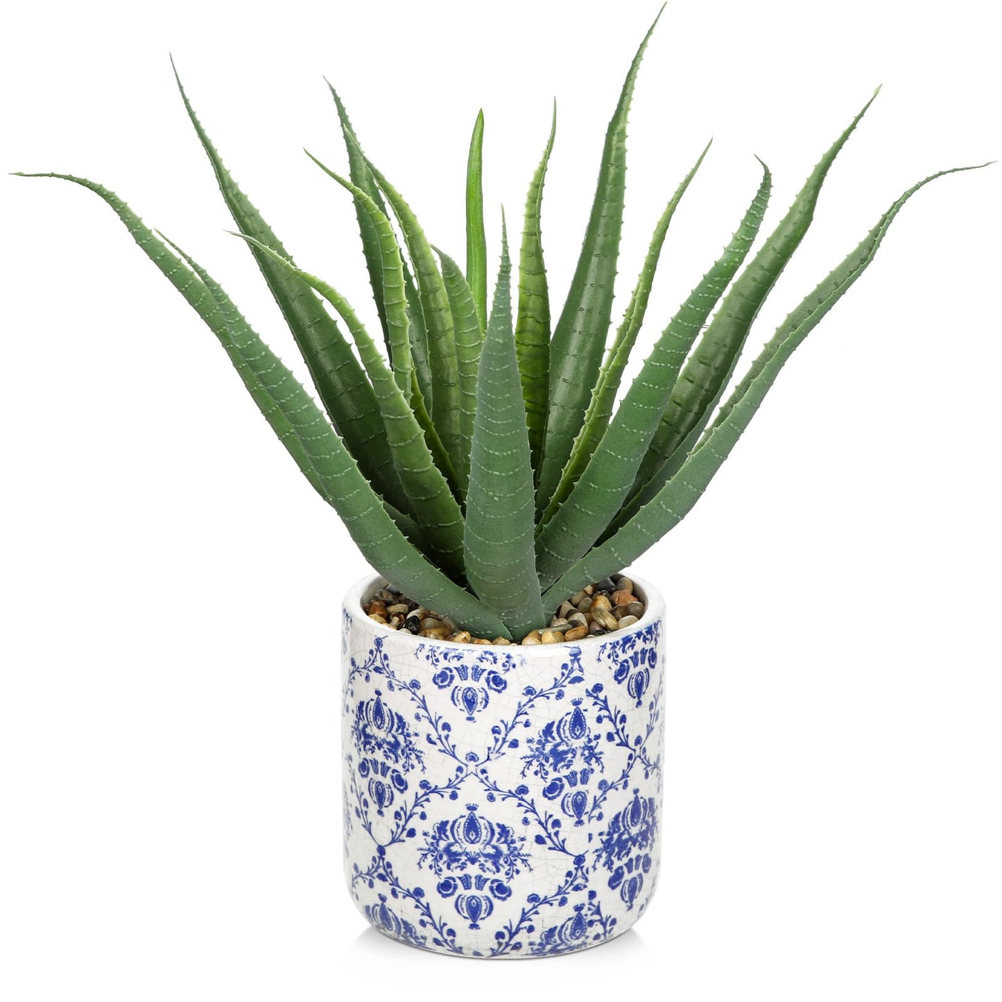 Briful Succulents Artificial Plants Fake Aloe Vera Plants in Gold and Black Pot Farmhouse Faux Agave Plant for Home Office Desk Bathroom Shelf Decorations