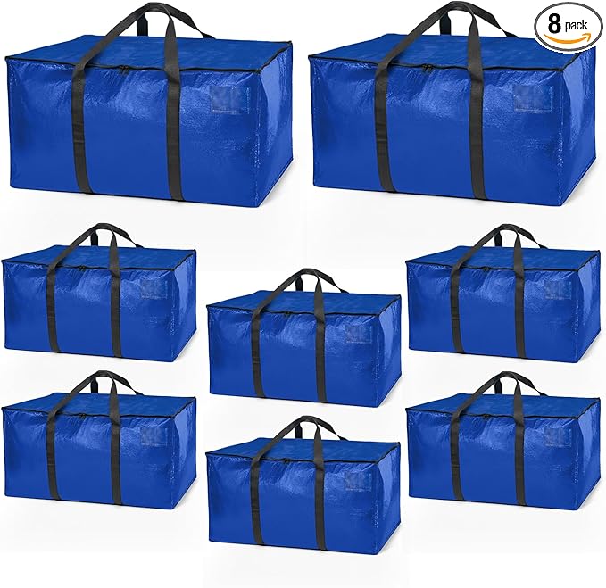 ClearSpace Heavy Duty Moving Bags or Storage Bag Ã¢ÂÂ Large Moving Boxes with Backpack Straps, Zippers & Handles Ã¢ÂÂ Perfect for Moving, College Dorm, Traveling, Camping, Christmas Decorations, 8 Pack