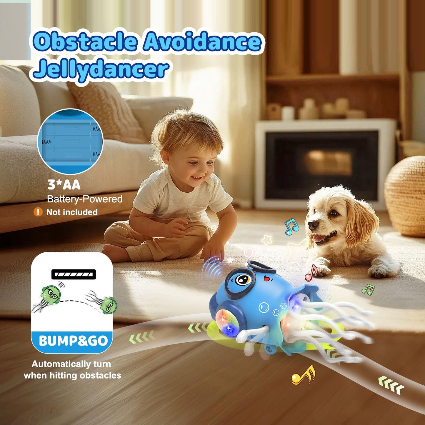 Zonopy Baby Toy Jellydancer, Crawling Jellydancer Tummy Time Toy Kids Fidget Toy for Girls 3-6 Boys 6-12,Magic Dancing Loud Music Crawling Toys for 3 4 5 6 7 8 Year Old Children Birthday Gifts