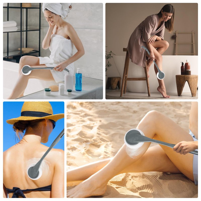 Lotion Applicator for Back, 20.5'' Replaceable Back Lotion Applicator, Easy Washable, Suitable for Use by Elderly, Men and Women（Grey）