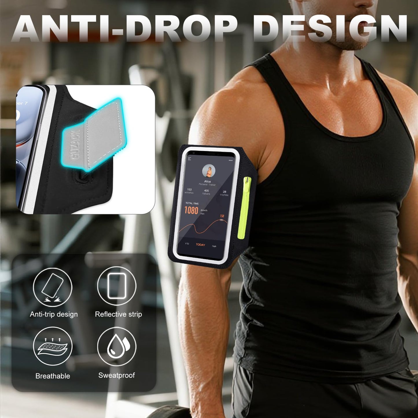 Running Armband with Earphone Pouch & Card Slot, Running Phone Holder for iPhone 17 16 15 14 Pro Max Plus Galaxy S25 S24 S23 Ultra, Up to 6.8" Phones"