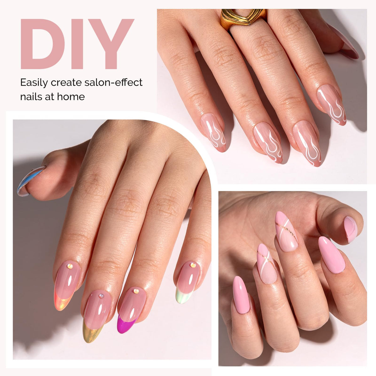 MelodySusie Medium Almond Gel Nail Tips Kit-300Pcs 15Sizes Pre-Building Apex Fake Nail Tips 20gSolid Nail Glue Gel,Half Matte Full Cover Clear Acrylic Nail,Thick Strong Long Lasting for Home DIY&Salon