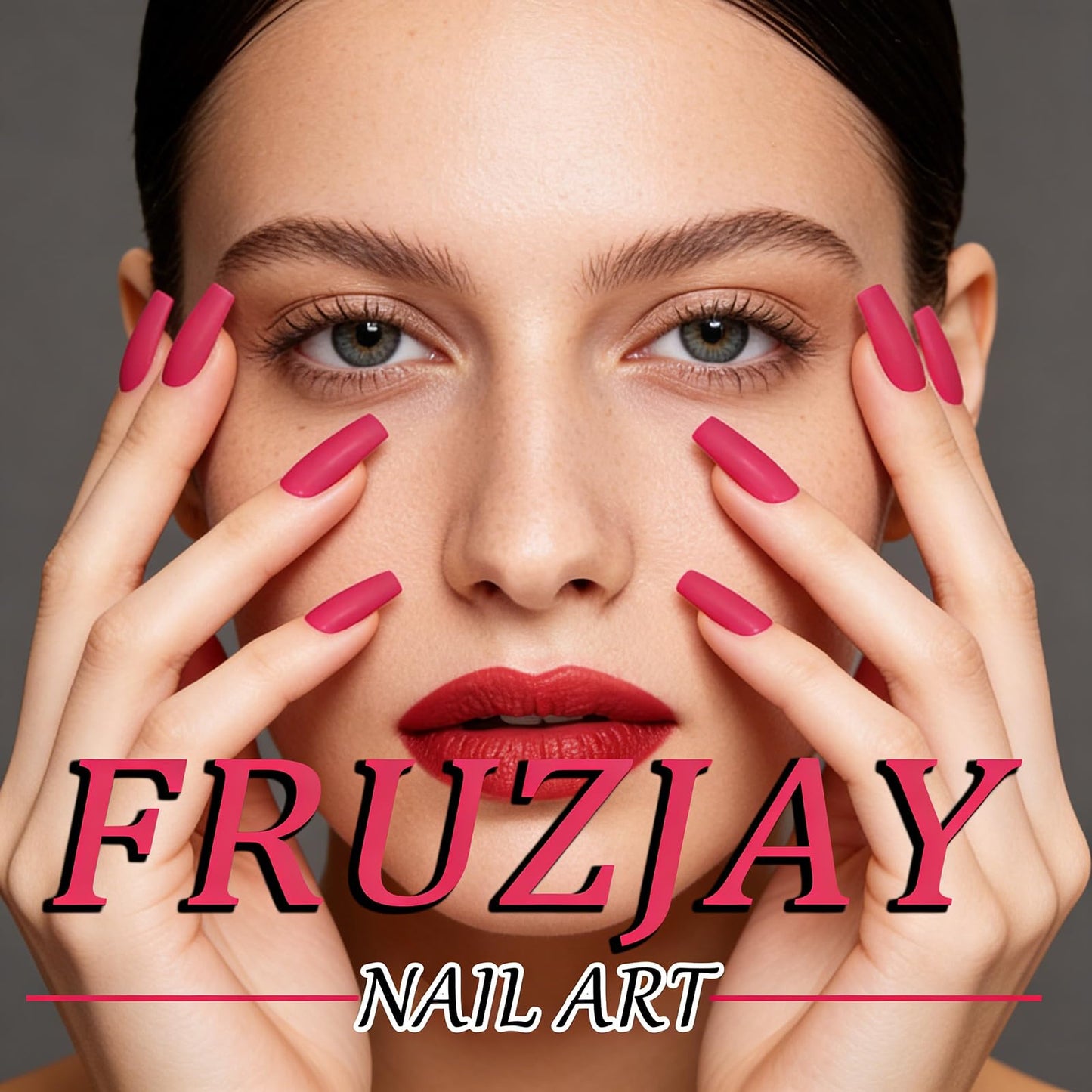 Coffin Press on Nails Medium Pink Fake Nails Raccoon Fox False Nails with Fruit Flower Design Cute Animal Artificial Acrylic Nails Full Cover Glossy Spring Summer Stick on Nails for Women Manicure Art