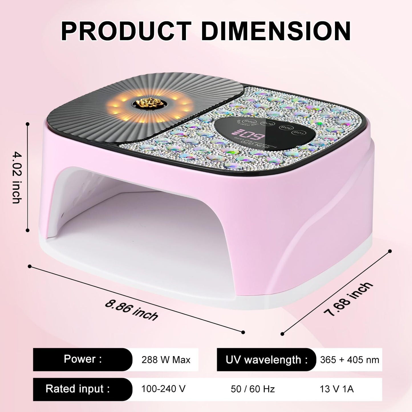 LIMEGIRL UV LED Nail Lamp Kit for Gel Polish Professional Fast Curing Pink Dryer Light Set with 4 Timer Settings Cordless Rechargeable Nail Art Cure Machine with UV Gloves for Manicure Pedicure