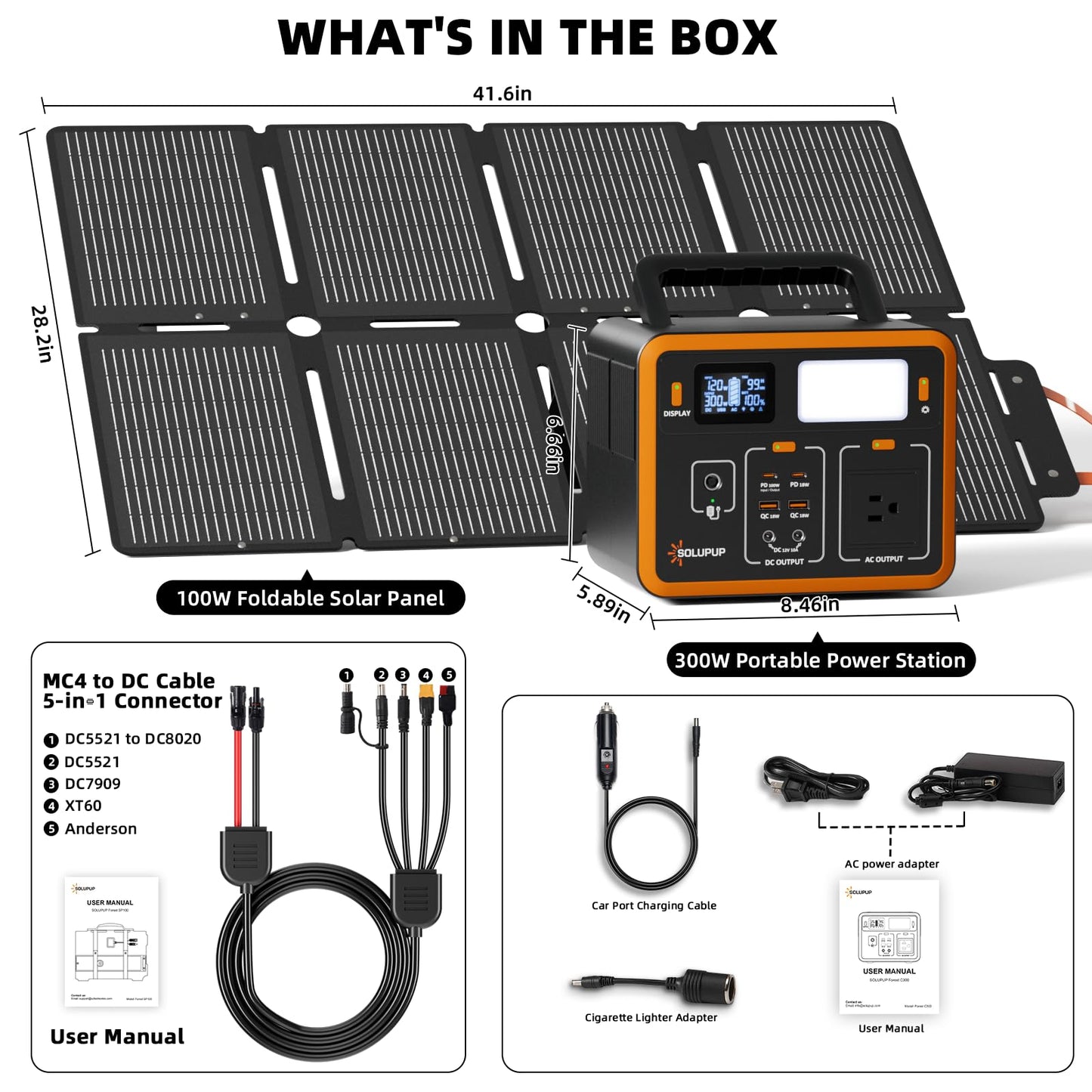 SOLUPUP 288Wh Solar Generator with 100W Foldable Solar Panel, Portable Power Station & Battery Bank Included 8-Fold Design Solar Panel for Camping, RV, Outdoor Adventures
