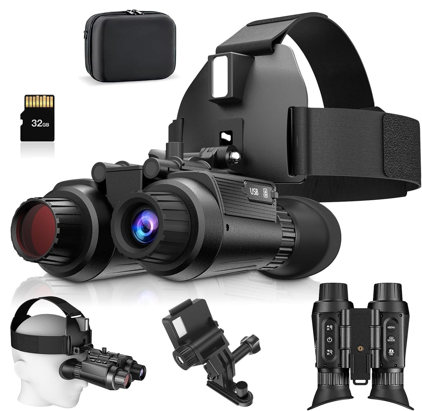 Dumjug 4K Digital Night Vision Goggles Binoculars with Photo and Video Recorder, 1314ft Long Distance, Nightvision Goggles for Camping Hiking with Head-Mount Kits for Helmet