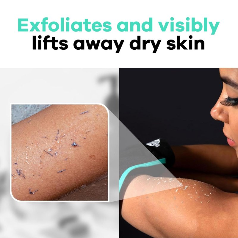 Dermasuri - Deep Exfoliating Glove - Korean Exfoliating Mitt & Body Scrubber - Keratosis Pilaris Treatment Scrub - Self Tanner Mitt & Ingrown Hair Exfoliator - Shower Gloves for Women & Men - Teal