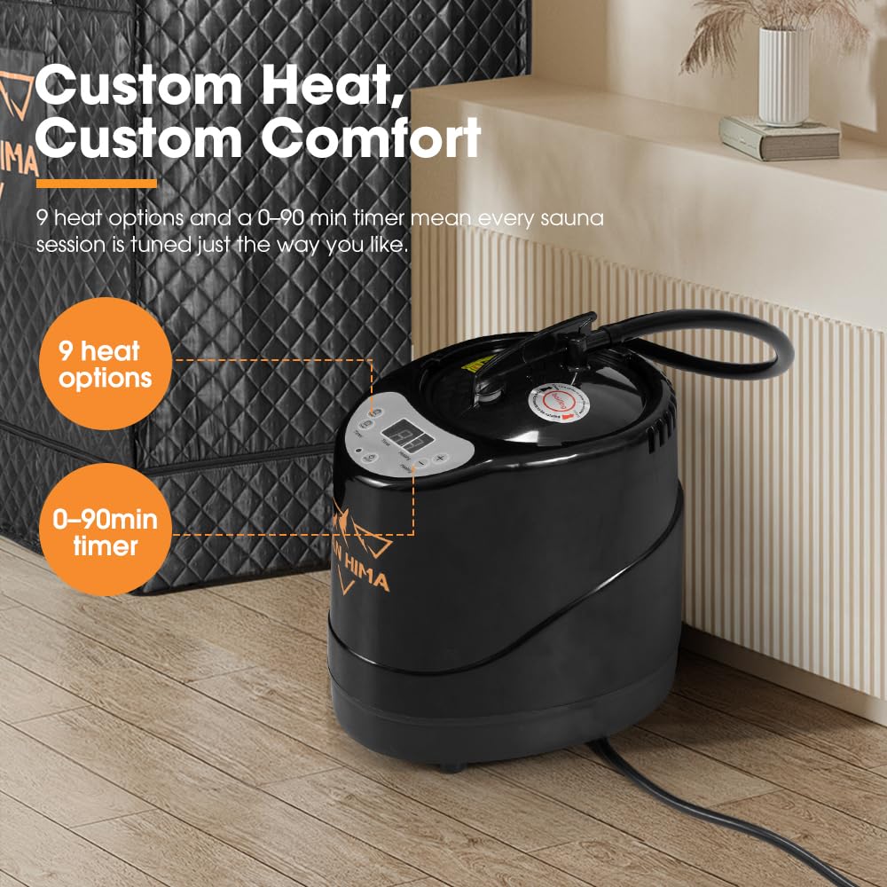 SAN HIMA Portable Sauna for Home - 2 Person Red Light Therapy Steam Sauna Box at Home Spa with 3L 1500W Steamer, 9 Levels Heat, 90 Minute Timer, Foldable Chair, Remote Control for Indoor Outdoor