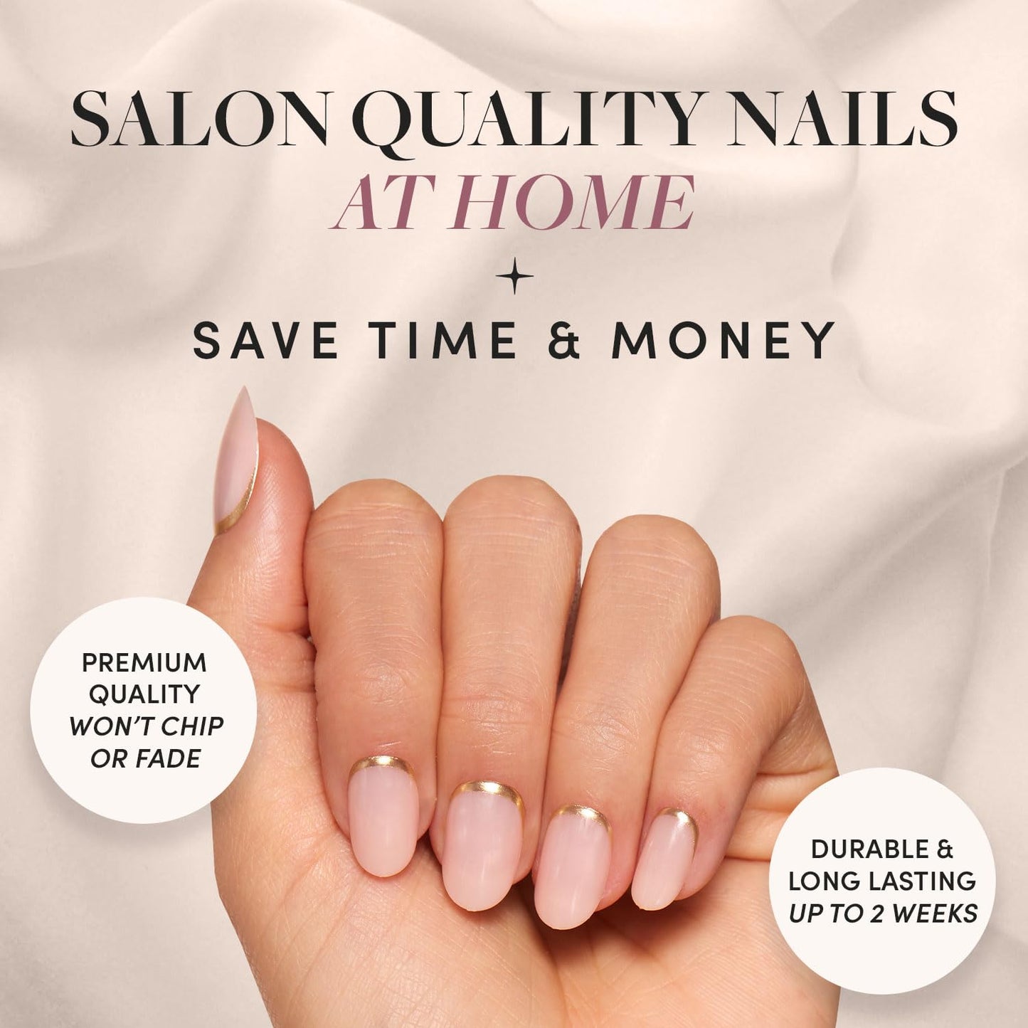 Glamnetic Press-On Nails Bundle - Lovers Knot, Goal Digger & Hailey | Almond Nude Fake Nails with Bow Accents | Natural Round False Nails with Gold Foil | Glazed Short Almond False Nails