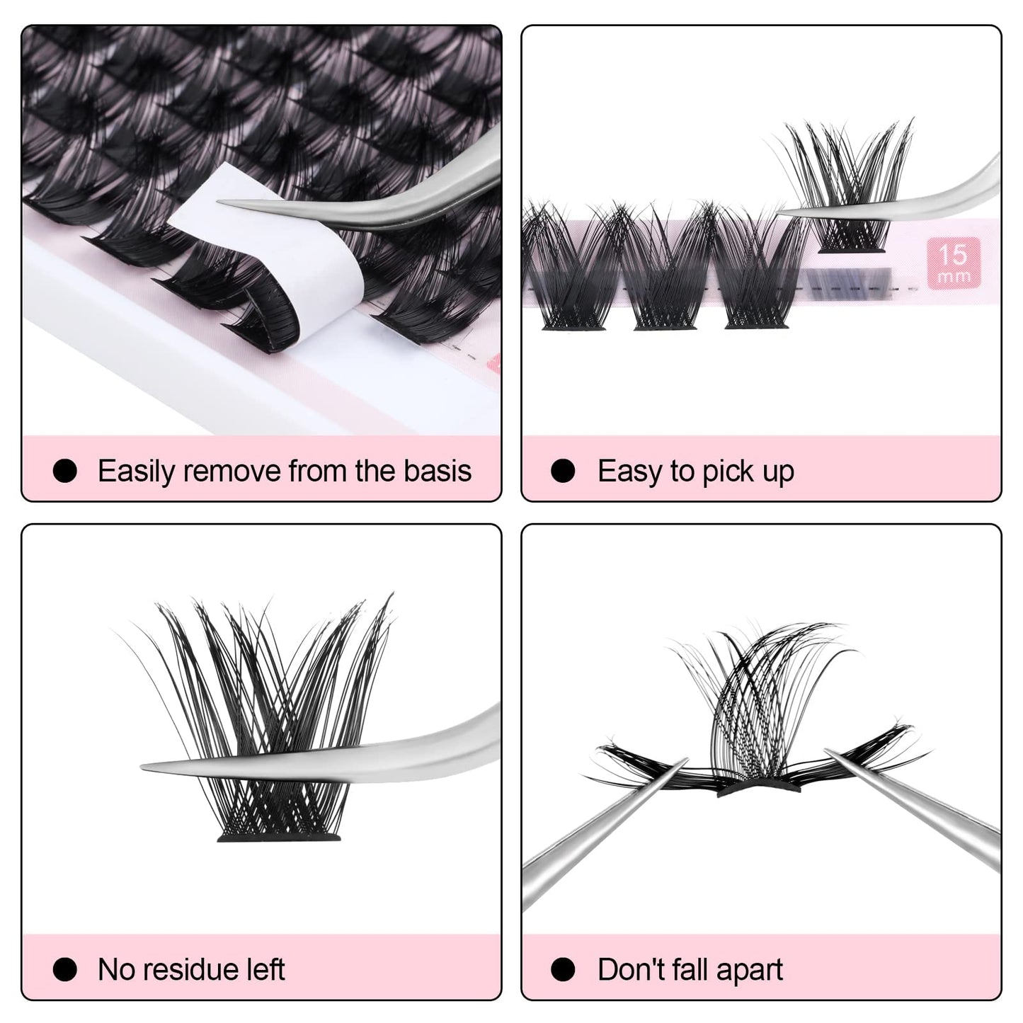 KISSXIAOYA Cluster Lashes Extensions, 144Pcs Individual Cluster Lashes D Curl 14mm, Wide Stem Cluster Eyelashes Soft Natural False Eyelashes Cluster DIY Eyelash Extension At Home (144pcs, 14mm)