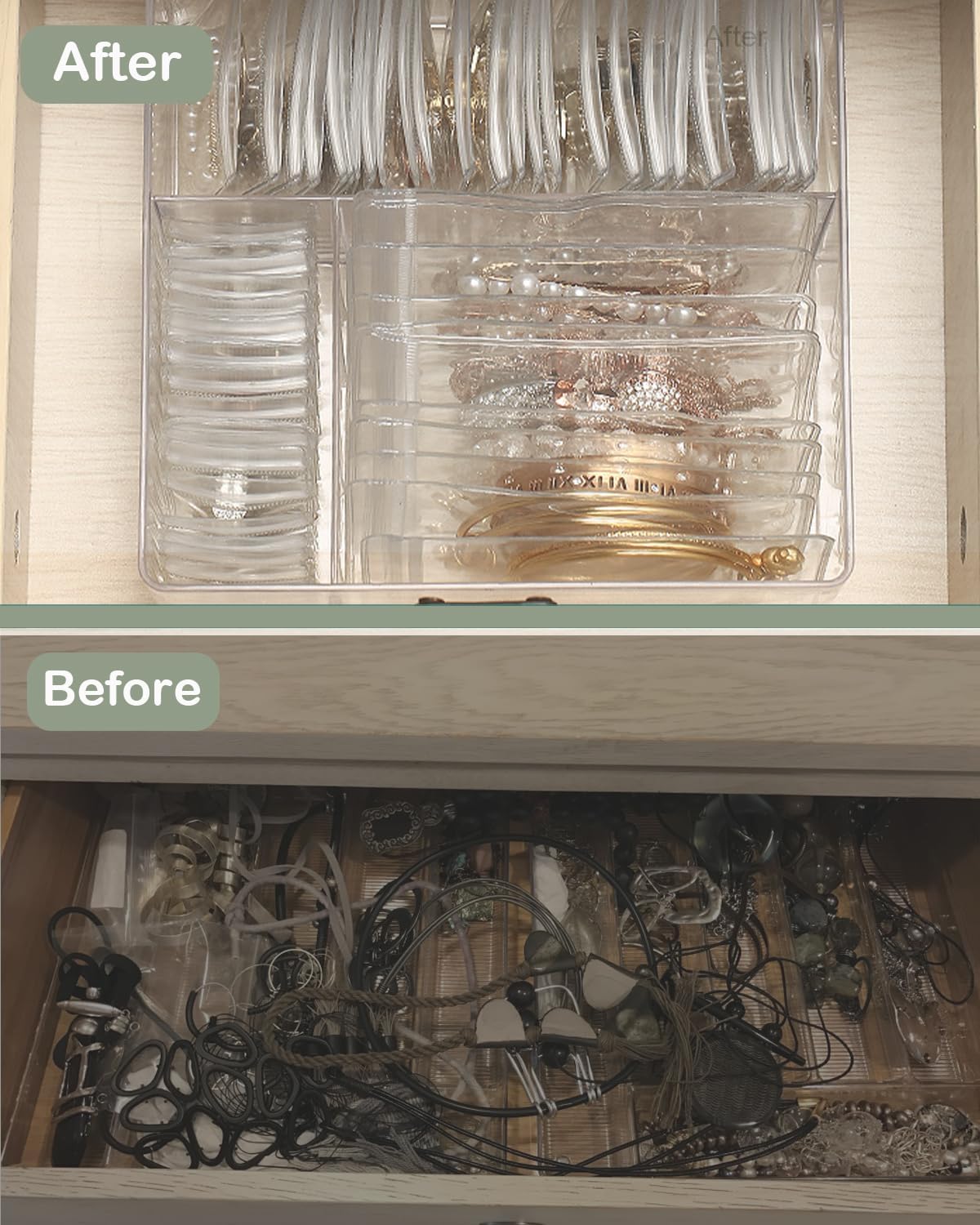 4 In 1 Acrylic Jewelry Organizers and Storage with 60 Portable Anti Tarnish Jewelry Bags, Clear Jewelry Box Organizer, Travel Jewelry Case for Earrings/Rings/Necklaces for Women Girls