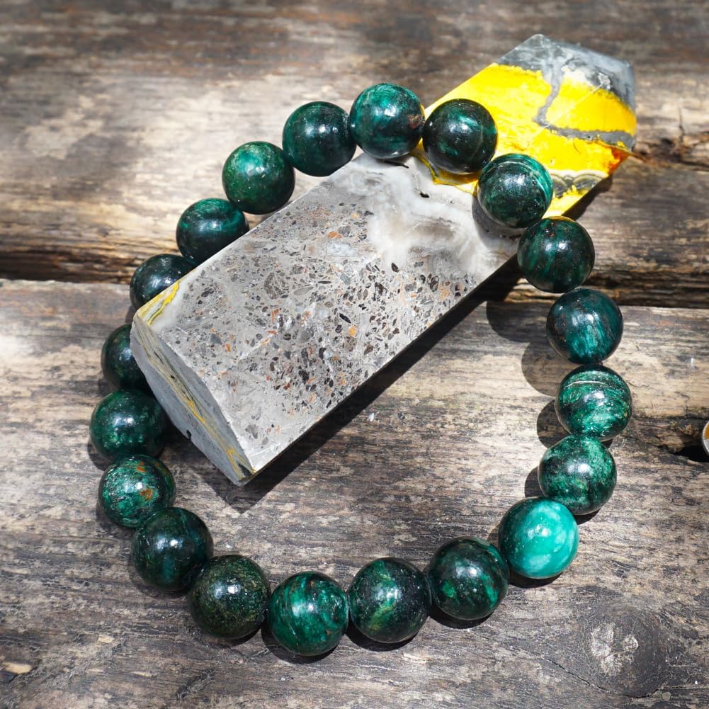 TaHLga 10MM Emerald Bracelet for Unisex | Fits for about 7.5" Wrist | Birthstone of May | Heart Chakra Green Crysta| Spritual Healing Valentines Gift for Friends and Familys on any Festival