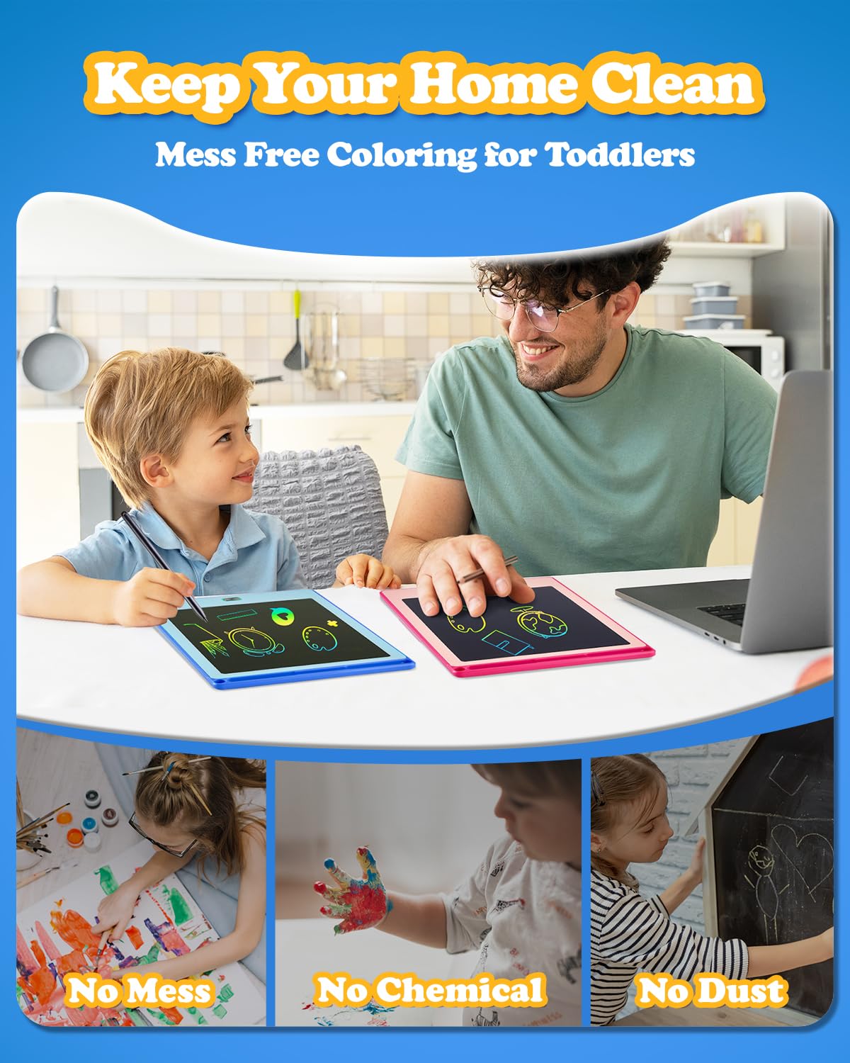 POPERFUN 4 Pack LCD Writing Tablet for Kids, 8.5 Inch Colorful Toddler Doodle Board Gifts for Toddlers 3 4 5 6 7 8 Year Old Girls Boys, Drawing Tablet for Erasable Reusable Electronic, Paint Toys