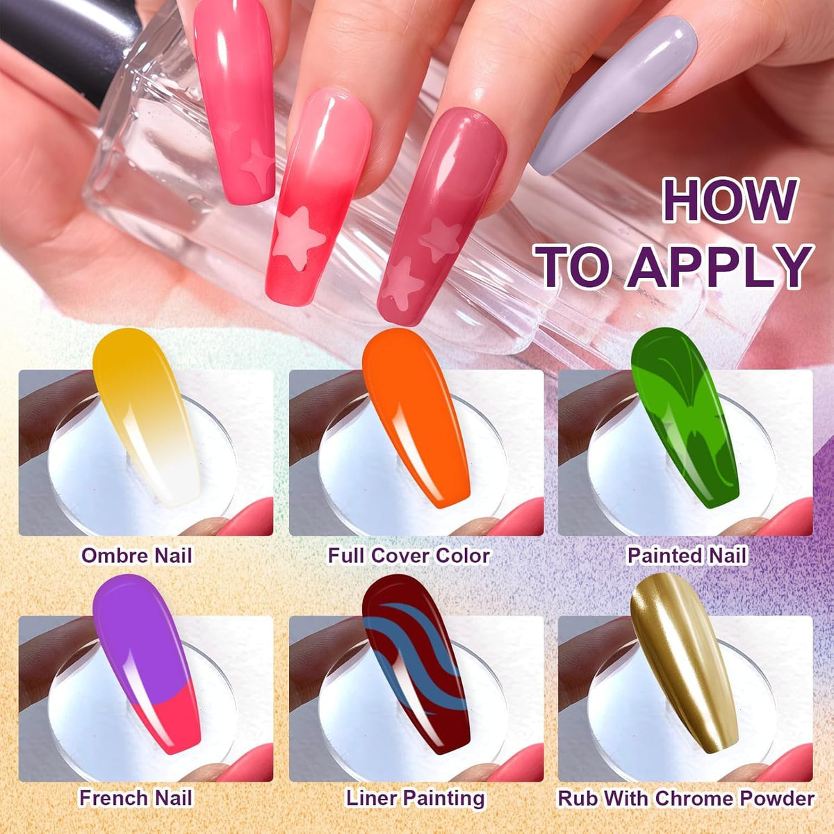 U-Shinein 24 Colors Gradient Nail Gel Palette Set, Hema ＆ TPO Free Bright Nude Black White Pink Green Ombre Gel Nail for Pigment Painting Pat Nails Gel Kit, Perfect with Salon Pro DIY Home Nail Art