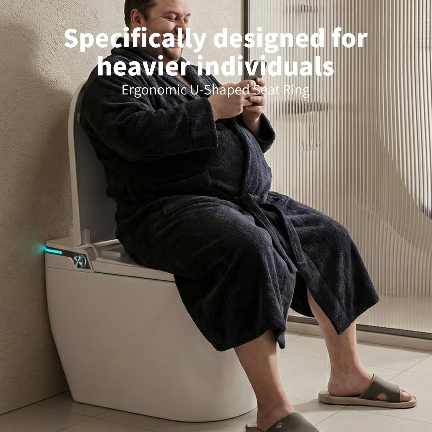Smart Toilet with Bidet Built in by Onirap, ADA Comfort Height Toilet, Elongated Heated & Wider Seat Tank Built in with Powerful Flush, Auto Open/Close Lid, Warm Water Sprayer & Dryer, Night Light