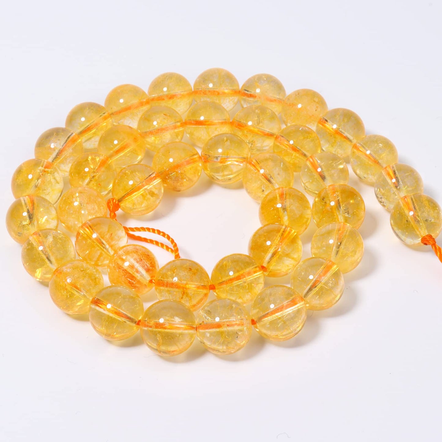 35pcs 10mm Natural Citrine Beads Gemstone Beads Energy Healing Crystal Round Loose Stone Beads for Jewelry Making, DIY Bracelets Necklaces