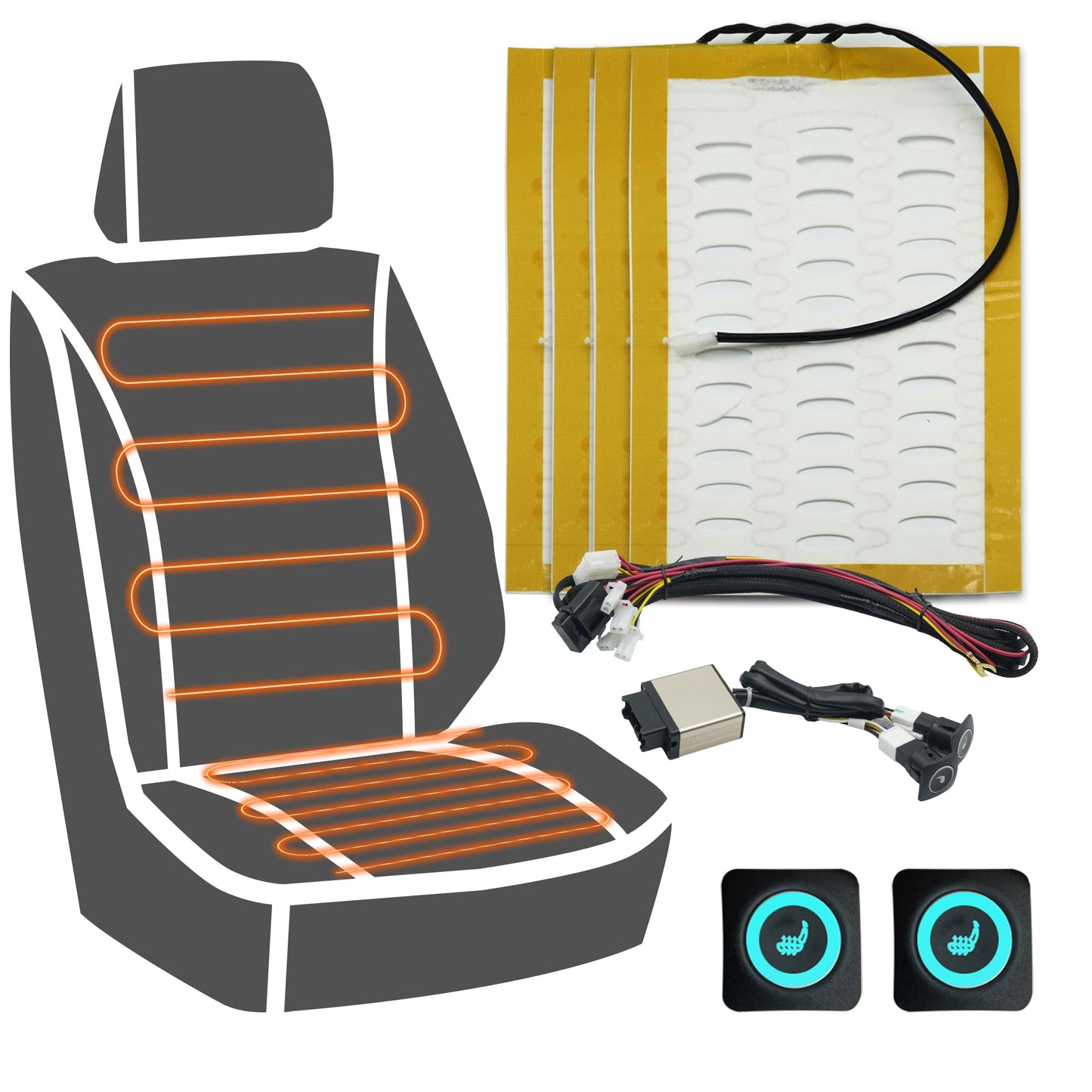 Fioqe 2 Pack 3 Position Adjusting Switch Car Seat Covers Accessories Kit for All Kinds of Family Cars, Pickup Trucks, SUV, RV, Crossovers, Construction Vehicles and Trucks or Vans